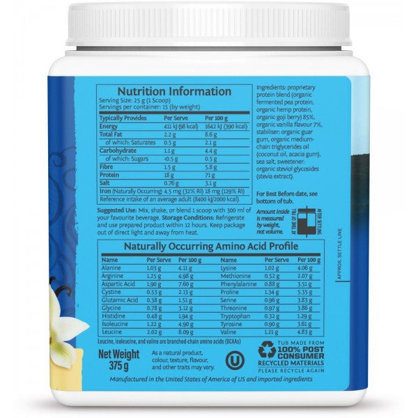 Sunwarrior - Organic Warrior Blend Vanilla (375g)