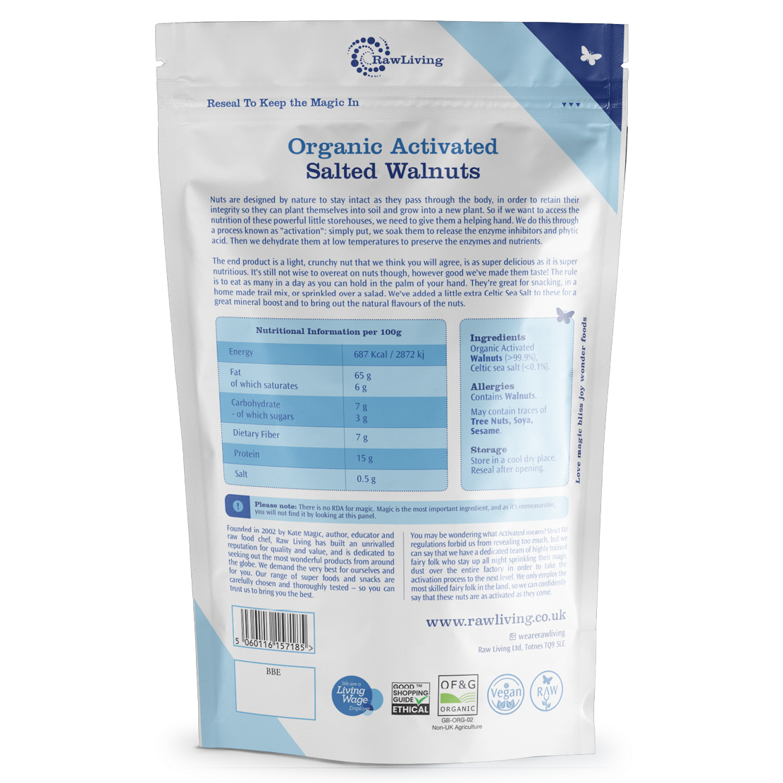 Activated Salted Walnuts - Raw &amp; Organic (200g, 1kg, 5kg)