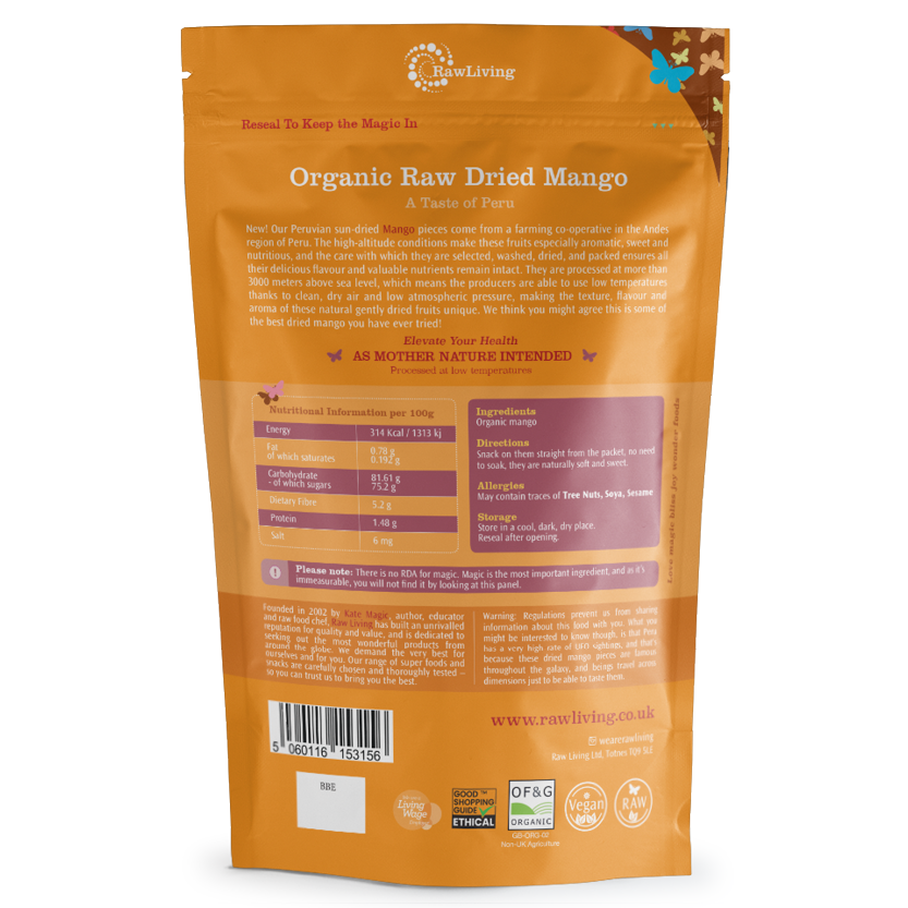 Peruvian Raw Dried Mango - Organic (125g, 600g, 2.5kg)