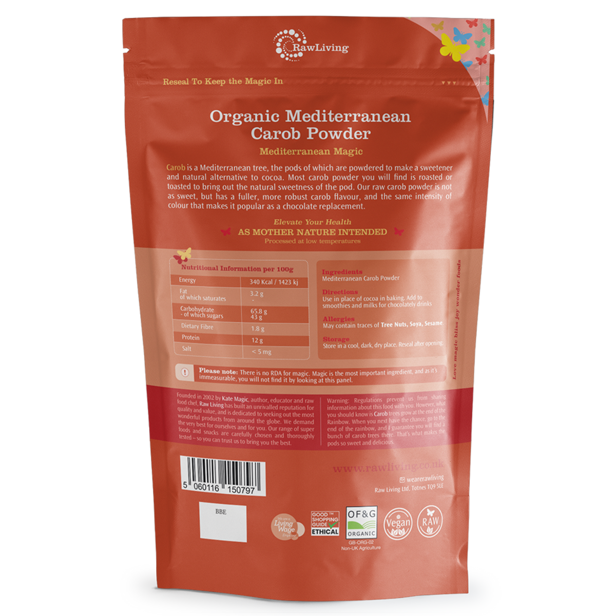 Organic Mediterranean Carob | Raw Living UK | Raw Foods | Natural Sweeteners | Raw Living Raw &amp; Organic Mediterranean Carob: this powder has all the flavour of traditional roasted carob, but it&#39;s raw! A distinctive dark, but sweet flavour.