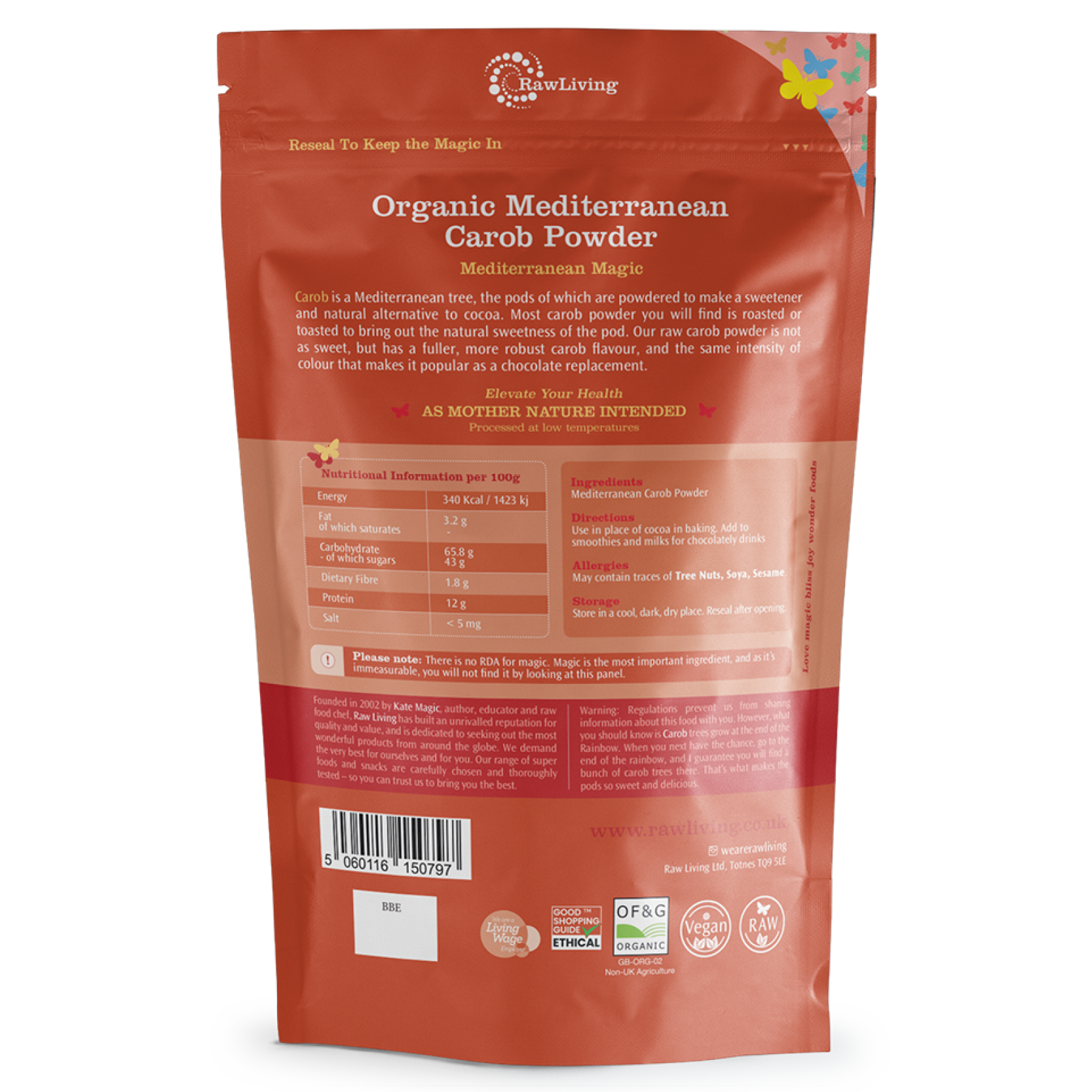 Organic Mediterranean Carob | Raw Living UK | Raw Foods | Natural Sweeteners | Raw Living Raw &amp; Organic Mediterranean Carob: this powder has all the flavour of traditional roasted carob, but it&#39;s raw! A distinctive dark, but sweet flavour.