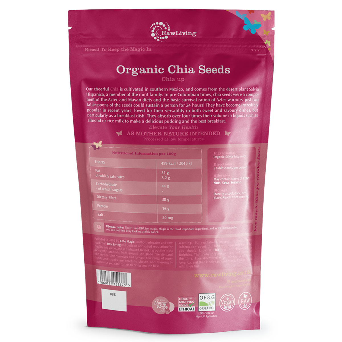 Organic Chia Seeds | Raw Living UK | Raw Foods | Raw Living Organic Chia Seeds: packed with Antioxidants, Chia is one of the most nutritious superfoods! Chia is full of Fibre, Protein, Vitamins &amp; Minerals.