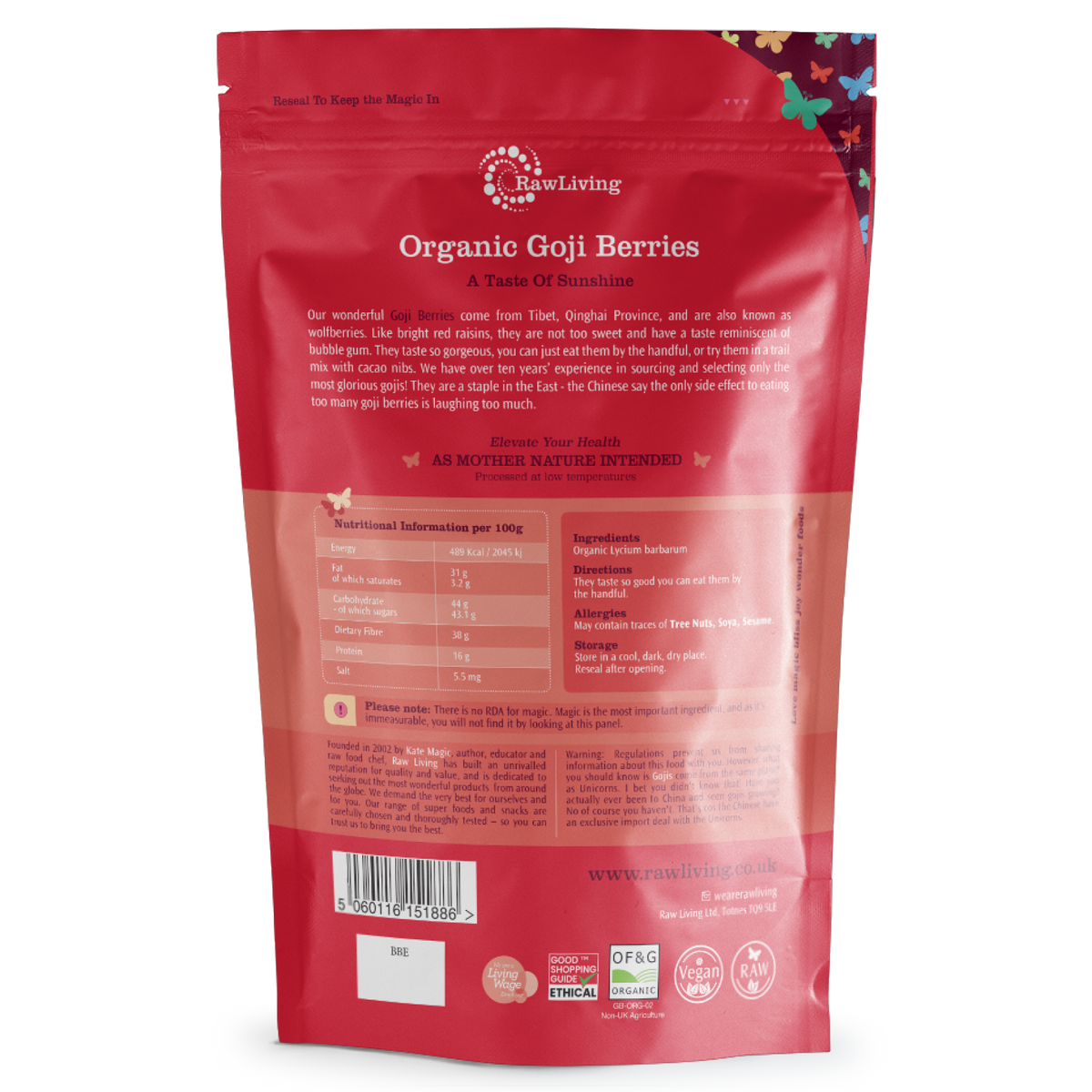 Organic Goji Berries | Raw Living UK | Super Foods | Raw Foods &amp; Fruits | Raw Living Organic Goji Berries are a nutritious Super Food. Believed to increase &quot;chi&quot; (life-force), in those who eat them, Gojis are high in Anti-Oxidants.