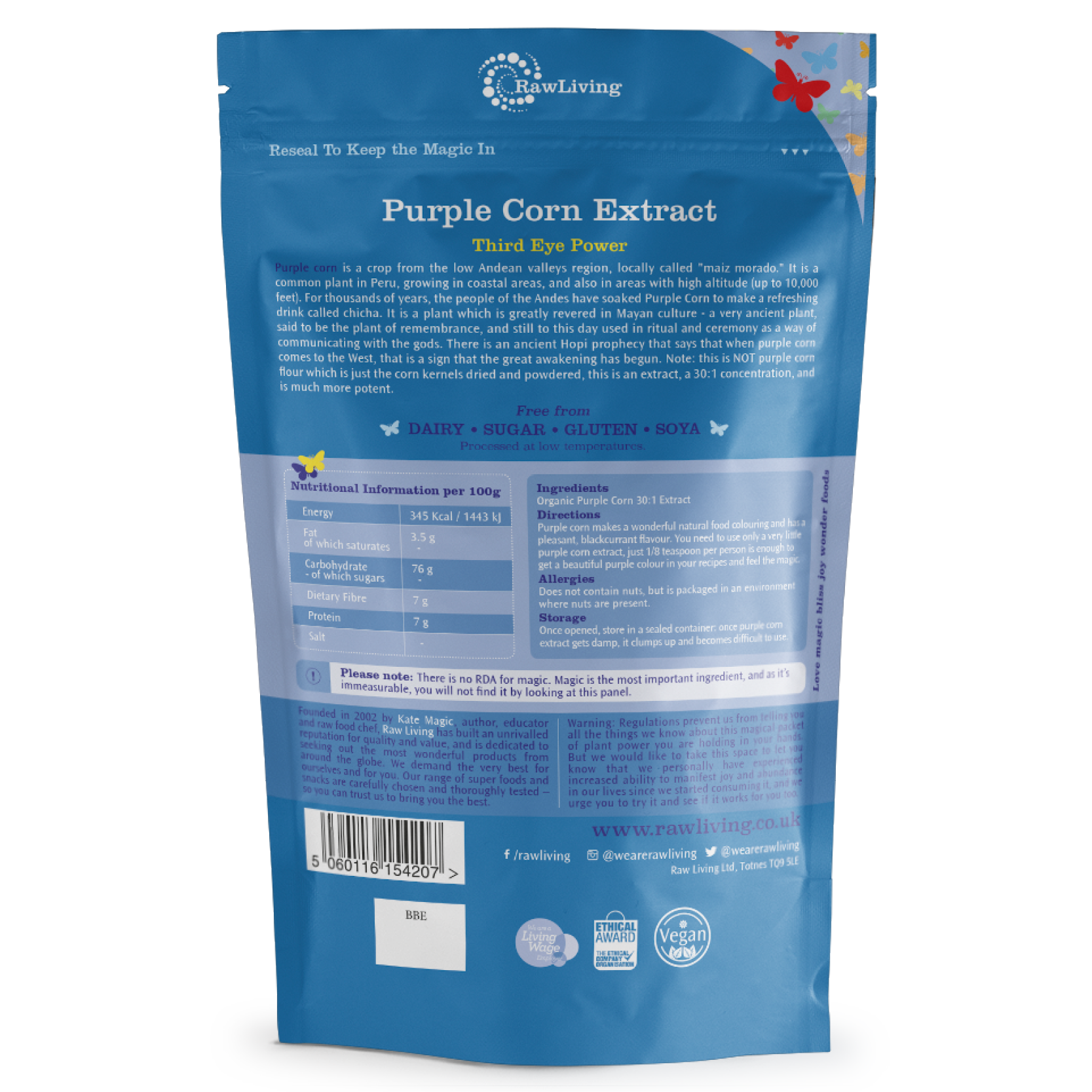 Purple Corn 7:1 Extract Powder | Raw Living UK | Tonic Herbs | Super Foods | Raw Living Purple Corn 30: 1 Extract Powder. This purple plant extract is revered in Mayan culture - add this Super Food to Smoothies, Chocolate &amp; Raw Creations!