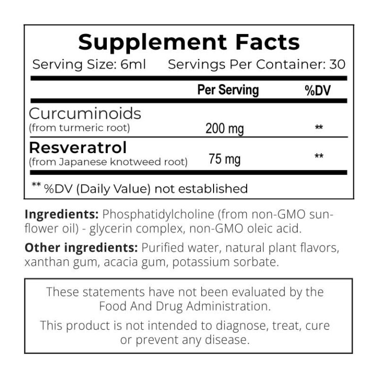 Good Health Naturally - Brain Power - Liposomal Curcumin &amp; Resveratrol (180ml)