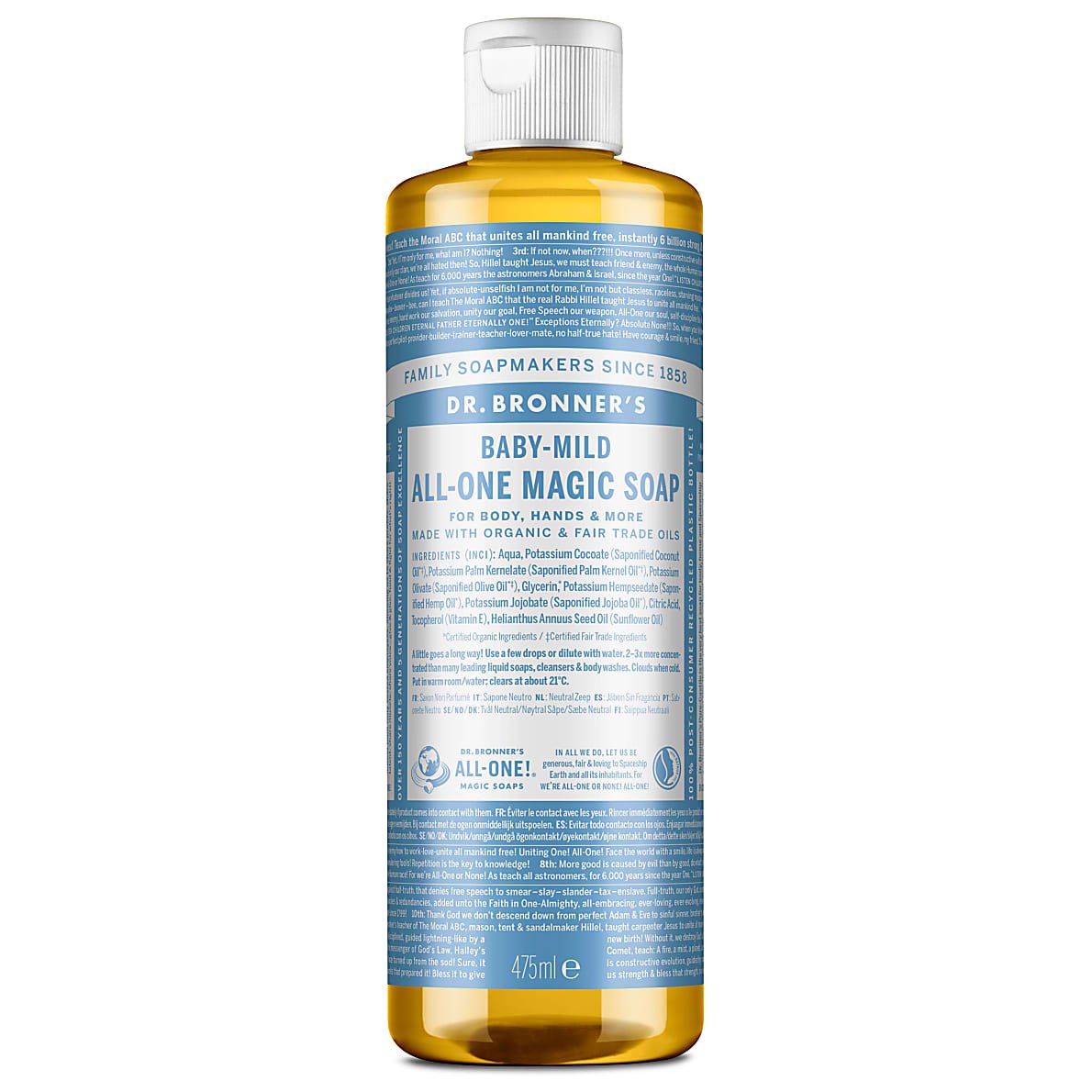 Dr Bronner&#39;s Magic Liquid Soap - Baby Unscented (237ml, 473ml)