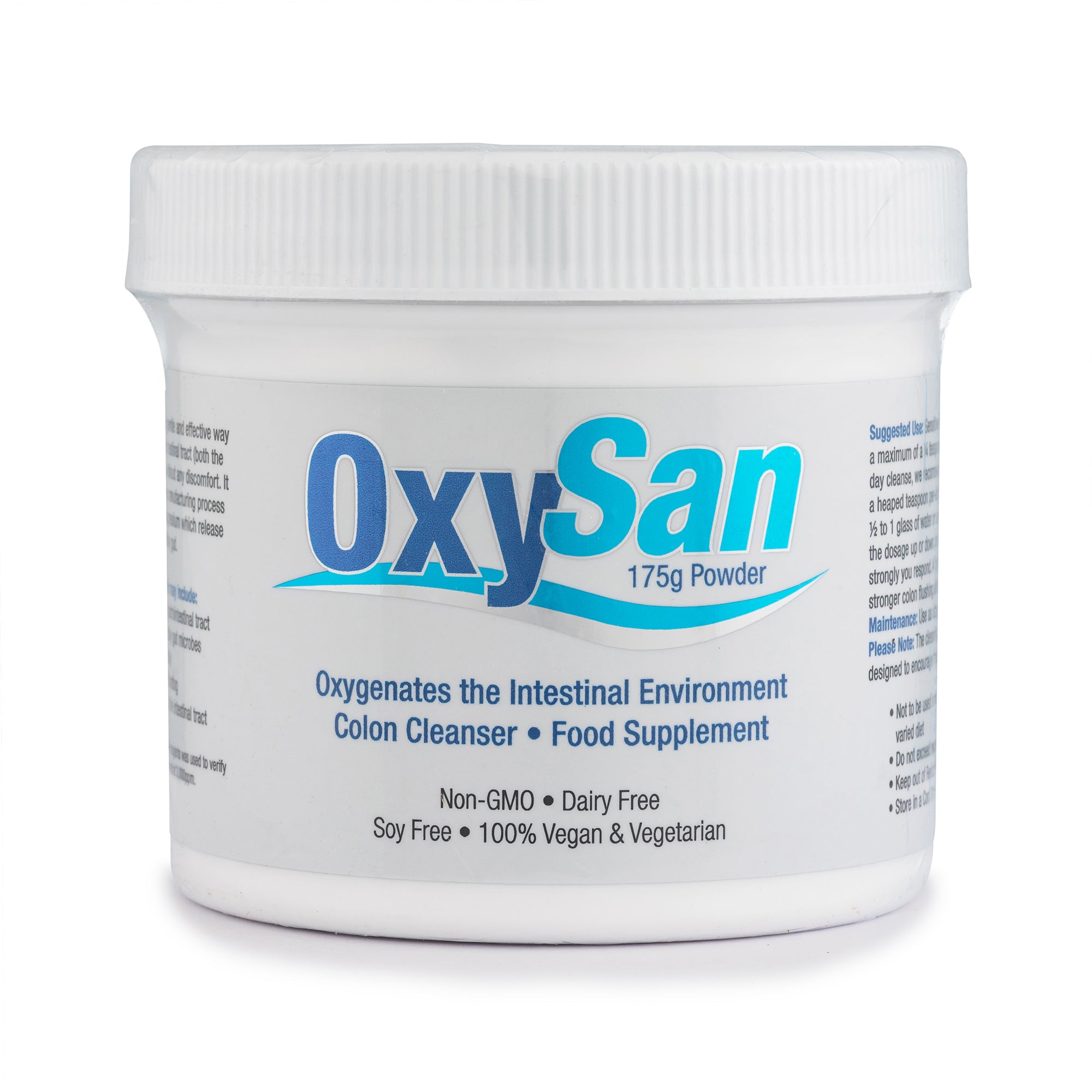 OxySan powder container on a white background