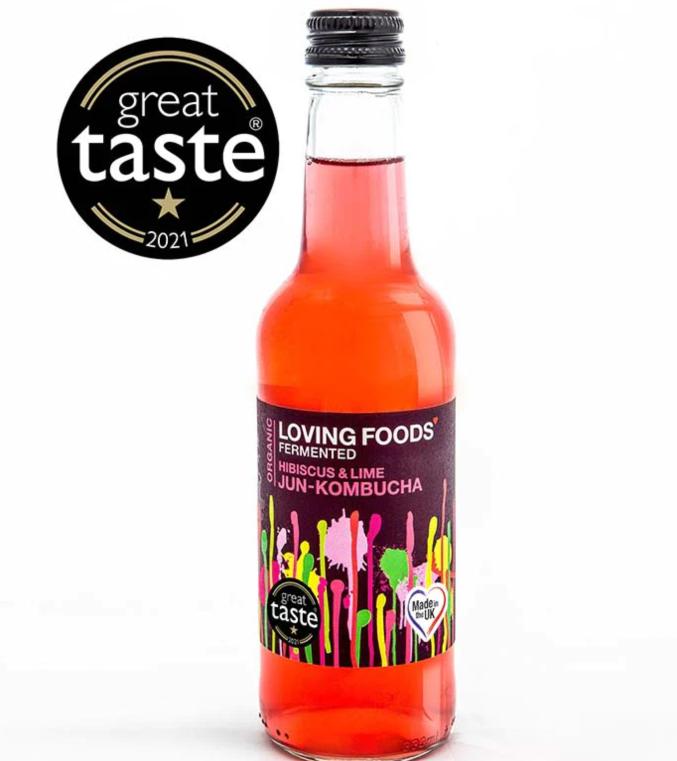 Loving Foods Organic Jun Kombucha - Hibiscus &amp; Lime (330 ml)