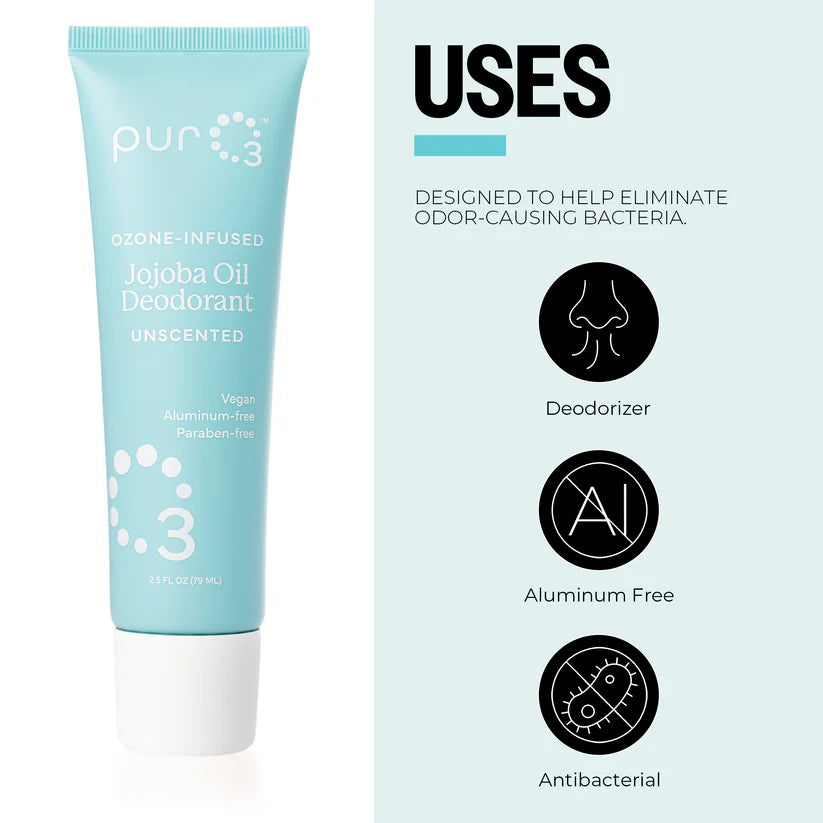 PurO3 Ozonated Roll On Deodorant - Unscented (2.5oz)
