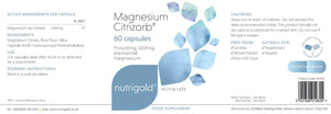 Magnesium Citrizorb Capsules | Nutrigold | Raw Living UK | Supplements | Vitamins & Minerals | Nutrigold Magnesium Citrizorb provides 100mg elemental magnesium per capsule in a highly bioavailable & bioactive organic citrate form. Supports a healthy body.