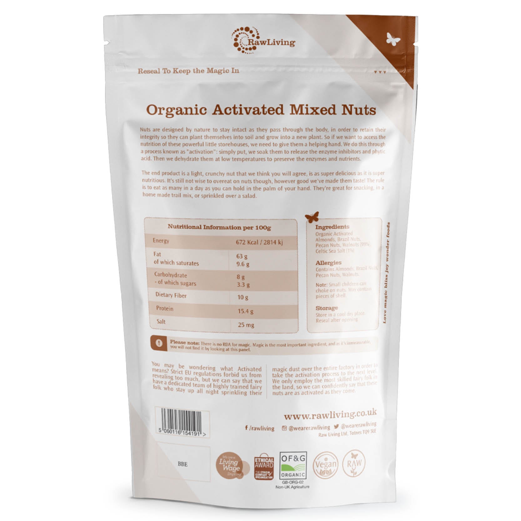 Organic Activated Mixed Nuts (200g, 1kg) | Raw Living UK | Raw Living Organic Activated Mixed Nuts: we activate these nuts to release the Phytic Acid &amp; Enzyme Inhibitors. A blend of Almonds, Brazils, Pecans &amp; Walnuts.