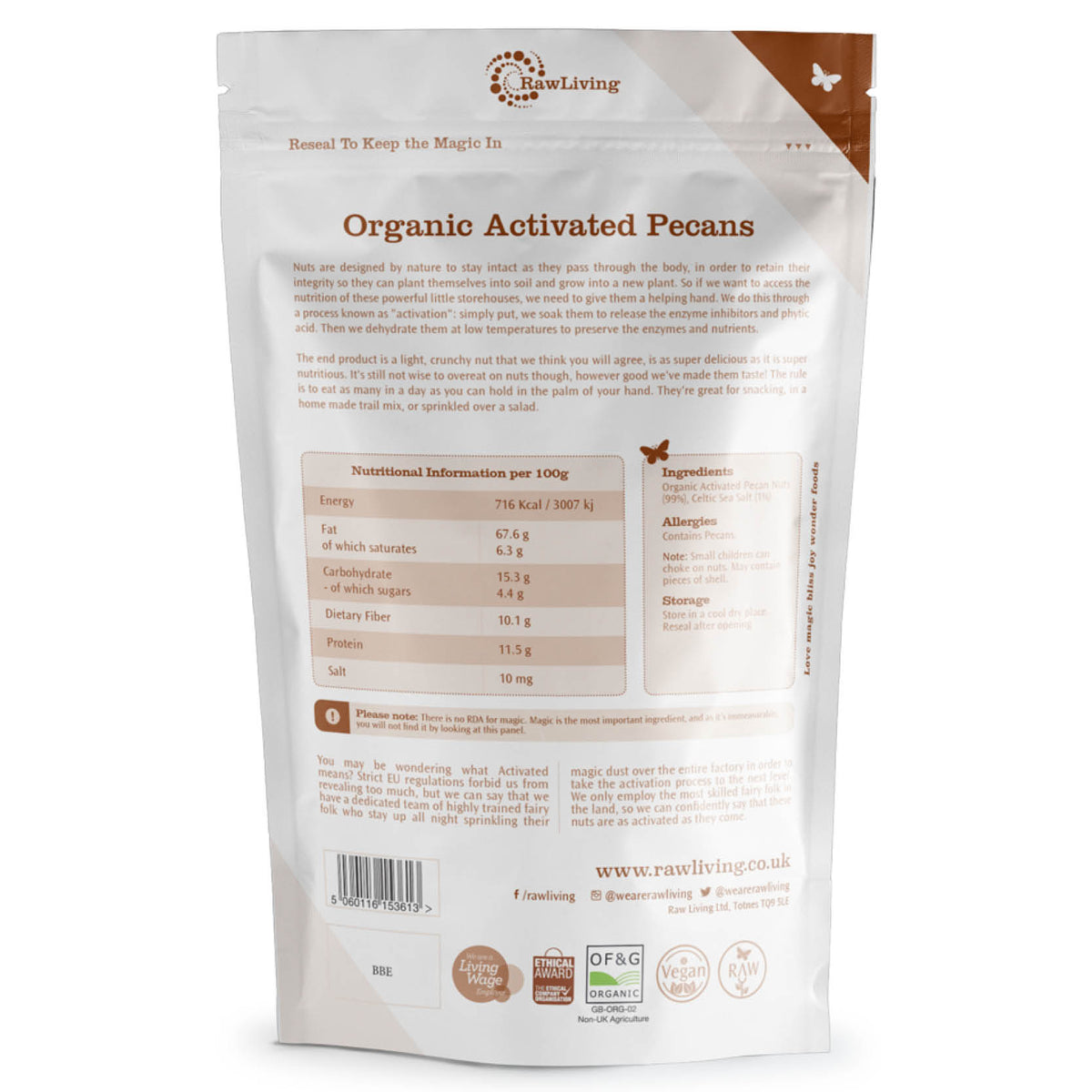 Organic Activated Pecans (200g, 1kg) | Raw Living UK | Raw Living Organic Activated Pecans: we activate these Pecans to release the Phytic Acid &amp; Enzyme Inhibitors. These nuts are slightly Crunchy &amp; Salty.