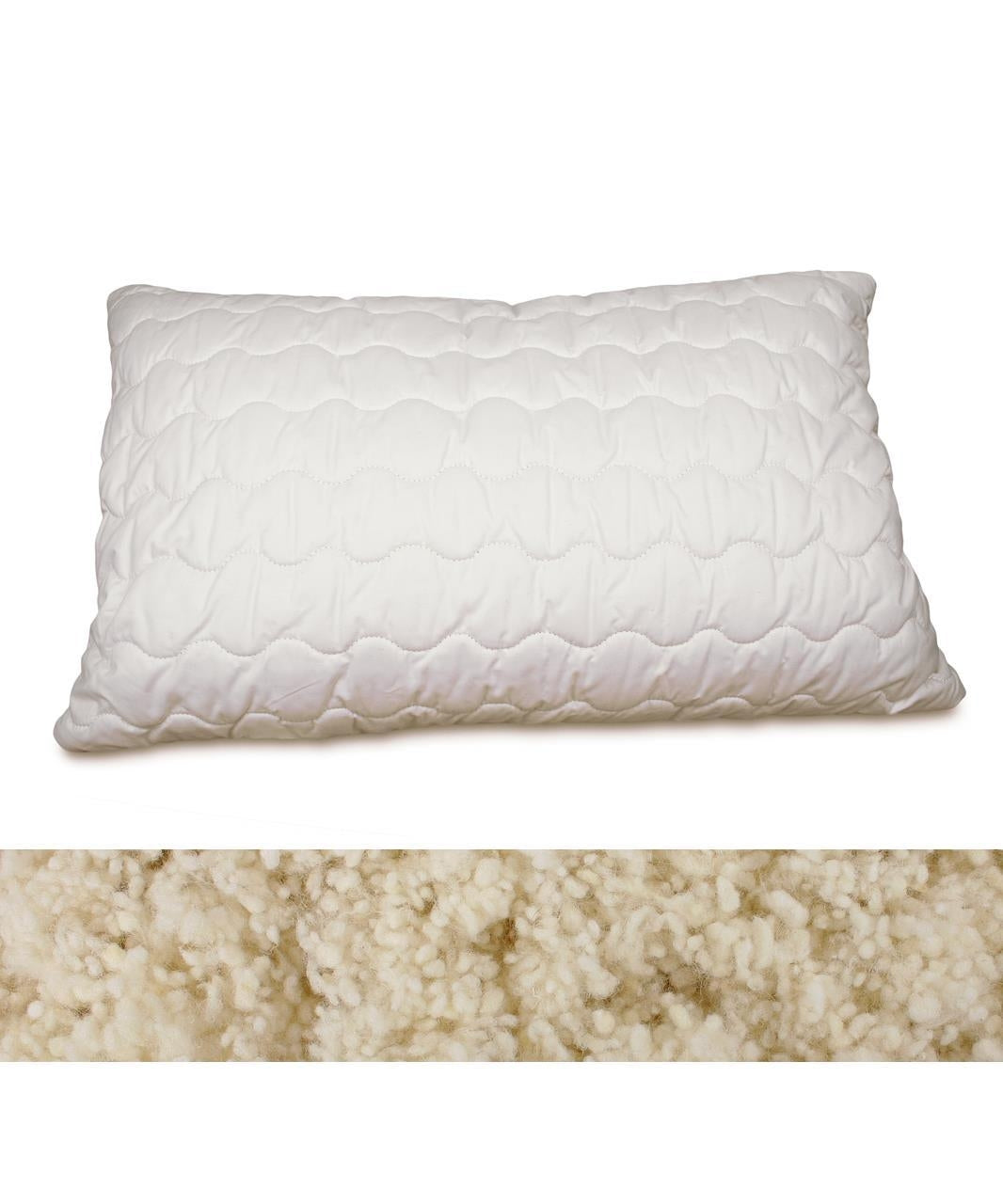 Organic Wool Quilted Standard Pillow (40cm x 60cm) | Greenfibres | Raw Living UK | House &amp; Home | Bedding | Greenfibres Quilted Standard Organic Wool Pillow (50cm x 75cm): wool is an excellent temperature &amp; moisture regulator, ensuring comfort &amp; balance.