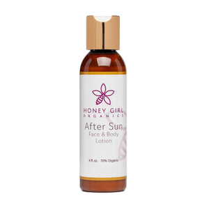 After Sun Face & Body Lotion | Honey Girl Organics | Raw Living UK | Skin Care | Beauty | Honey Girl Organics After Sun Lotion is made with the finest combination of natural ingredients including organic Aloe Gel, Raw Honey, Beeswax & Essential Oils.