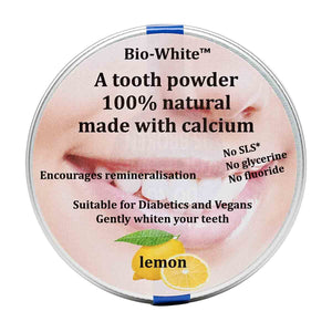 Bio-White Lemon Tooth Powder | Food Alive | Raw Living UK | Tooth Care | Bio-White Lemon Tooth Powder: 100% all natural formula Tooth Powder made with Calcium with a gentle flavour of Lemon and Ginger. Suitable for Vegans & Diabetics