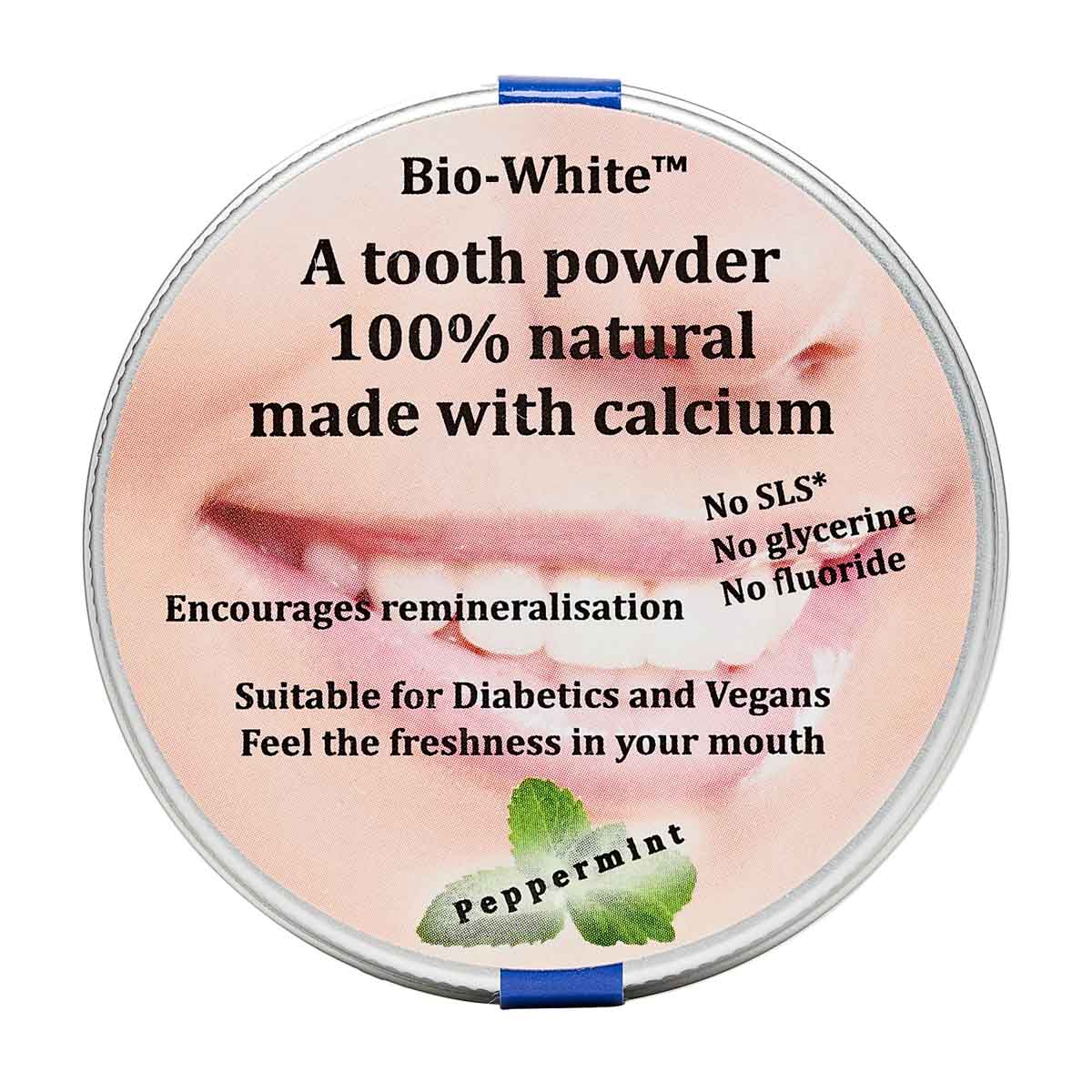Bio-White Peppermint Tooth Powder | Food Alive | Raw Living UK | Tooth Care | Bio-White Peppermint Tooth Powder: 100% natural Tooth Powder made with Calcium, alongside Peppermint, Herbs &amp; Chamomile. Suitable for Vegans and Diabetics.