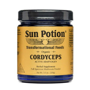 Cordyceps Mushroom Powder | Sun Potion | Raw Living UK | Tonic Herbs & Mushrooms | Sun Potion Premium Cordyceps Mushroom Powder an Organically Cultivated Cordyceps blend, grown in USA. Provides an excellent level of active components.