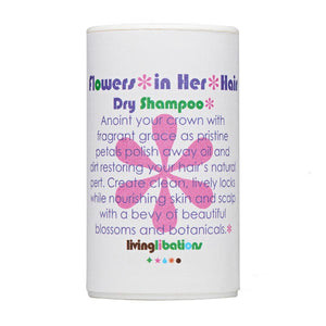 Flowers In Her Hair Dry Shampoo | Living Libations | Raw Living UK | Hair Care | Beauty | Living Libations Dry Shampoo Flowers In Her Hair (30ml): a High Quality Vegan Dry Shampoo full of Natural Minerals, Botanicals & Essential Oils. Flower Power!