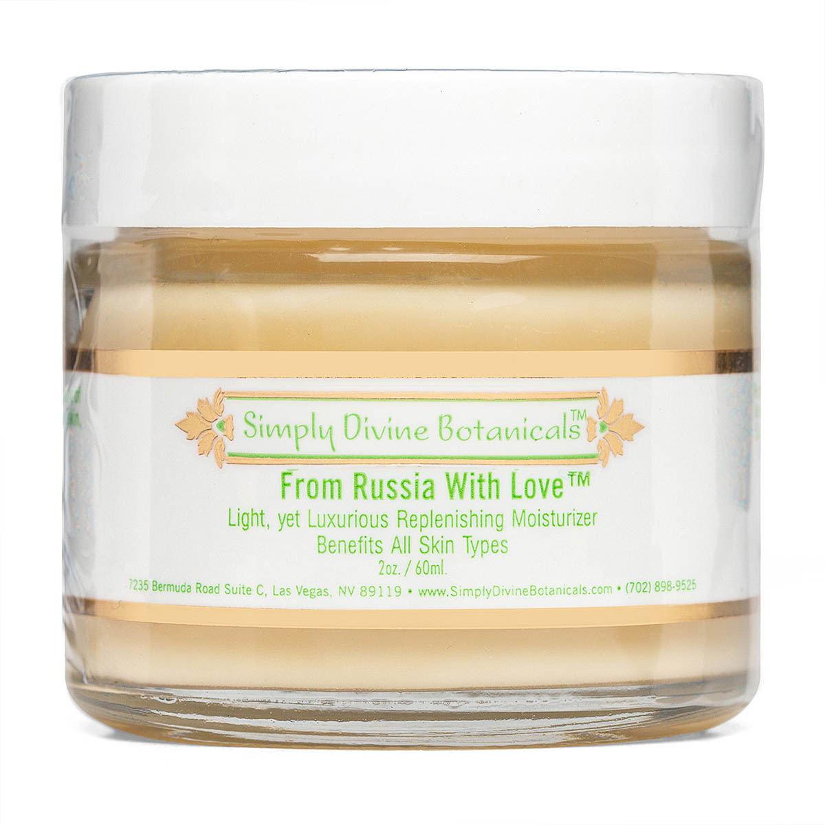 From Russia With Love Moisturizer | Simply Divine Botanicals | Raw Living UK | Skin Care &amp; Beauty | Simply Divine Botanicals Natural From Russia with Love Moisturiser for All Skin Types. Absorbs Deeply &amp; Rapidly, with no residue. Leaves Skin Soft &amp; Dewy.