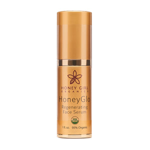 HoneyGlo Regenerating Face Serum | Honey Girl Organics | Raw Living UK | Skin Care | Beauty | Honey Girl Organics HoneyGlo Regenerating Face Serum is highly absorbable, promoting Cell Regeneration, Skin Renewal, and Collagen Production.