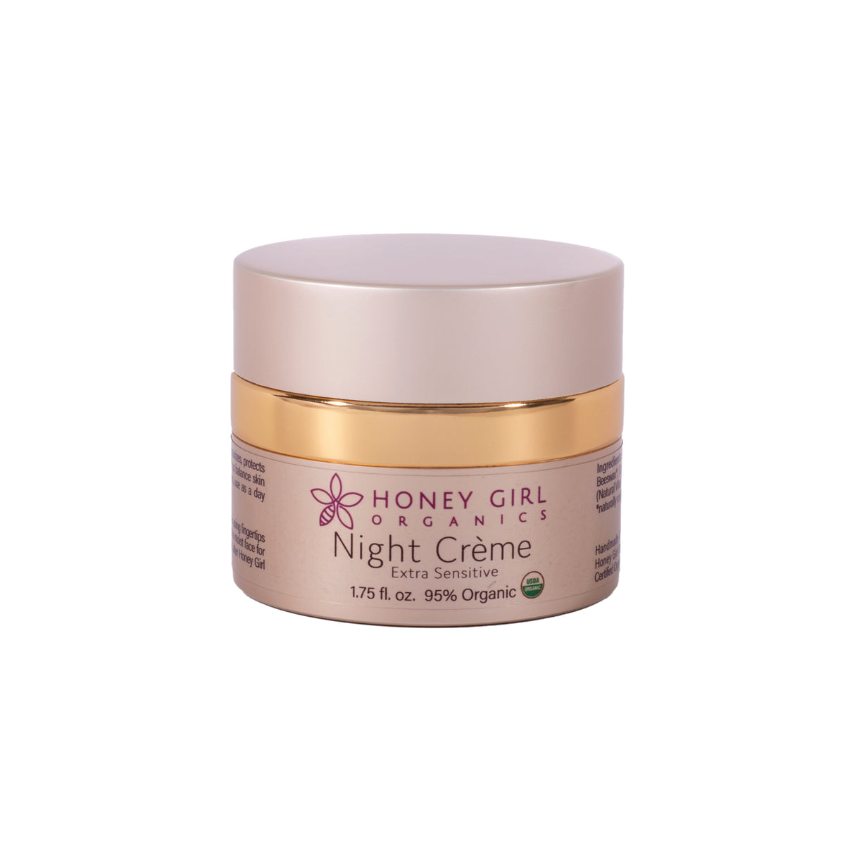 Night Cream Extra Sensitive 1.75oz | Honey Girl | Raw Living UK | Honey Girl Organics Night Cream (Sensitive): Hydrate and Nourish your skin while you sleep. This luxury cream deeply Moisturises, Nourishes, Tones &amp; Protects.