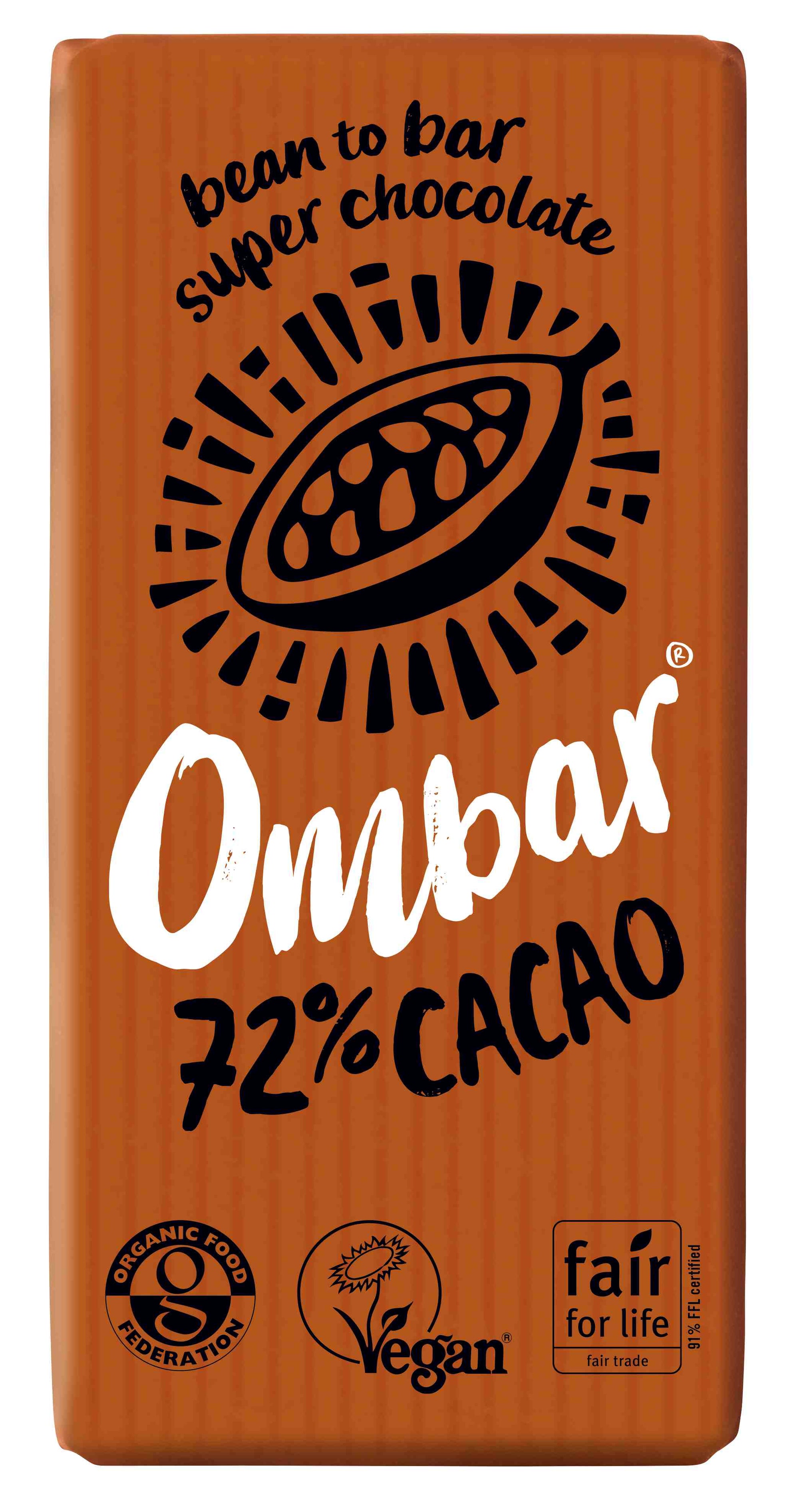 Organic Vegan 72% Bio Live Chocolate Bar | Ombar | Raw Living UK | Raw Chocolate | Raw Cacao | Ombar 72% Cacao Chocolate Bar is Organic, Vegan, Plant Based Raw Chocolate. Sweetened with Coconut Sugar &amp; enriched with Live Bio-Cultures.
