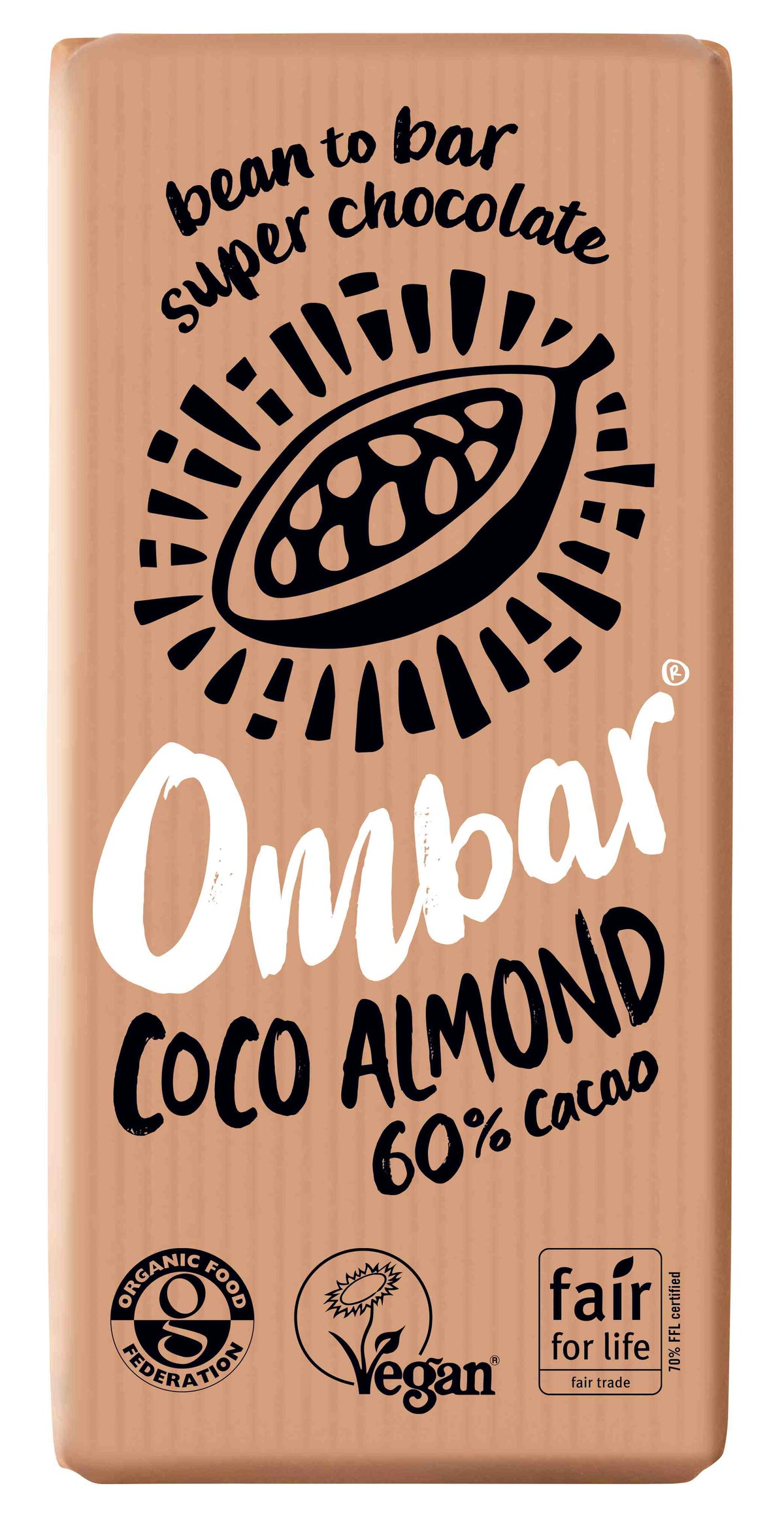 Organic Vegan Coco Almond Chocolate Bar | Ombar | Raw Living UK | Raw Chocolate | Raw Cacao | Ombar Coco Almond 60% Cacao Bar is an Organic, Vegan, Plant Based Raw Chocolate Bar. The bar is sweetened with Coconut Sugar &amp; enriched with delicious Almonds.