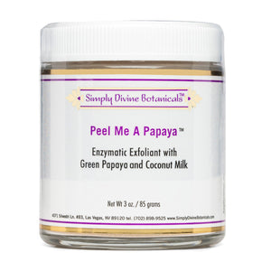 Peel Me A Papaya | Simply Divine Botanicals | Raw Living UK | Skin Care & Beauty | Simply Divine Botanicals Peel Me a Papaya Natural Exfoliant: Green Papaya Powder & Coconut Milk to Smooth Skin. Kaolin Clay & Organic Cornmeal to Absorb Oils.