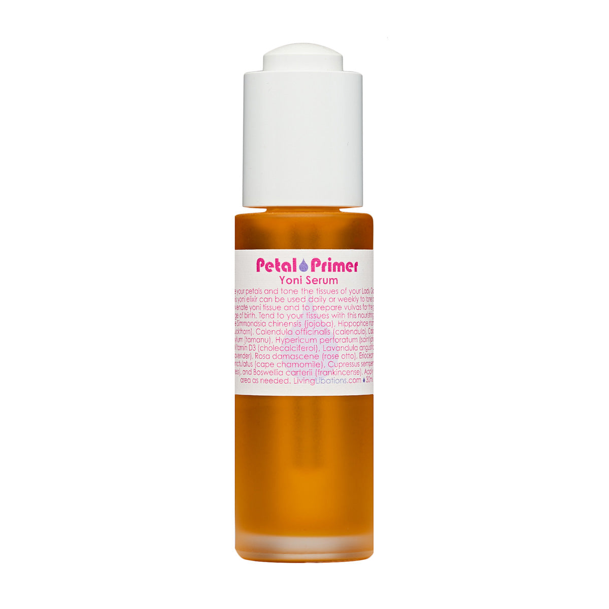 Petal Primer Yoni Serum | Living Libations | Raw Living UK | Women&#39;s Care | Skin Care | Living Libations Petal Primer Yoni Serum (30ml): for healthy, toned and resilient yoni. This serum is also a wonderful preparatory agent during pregnancy.