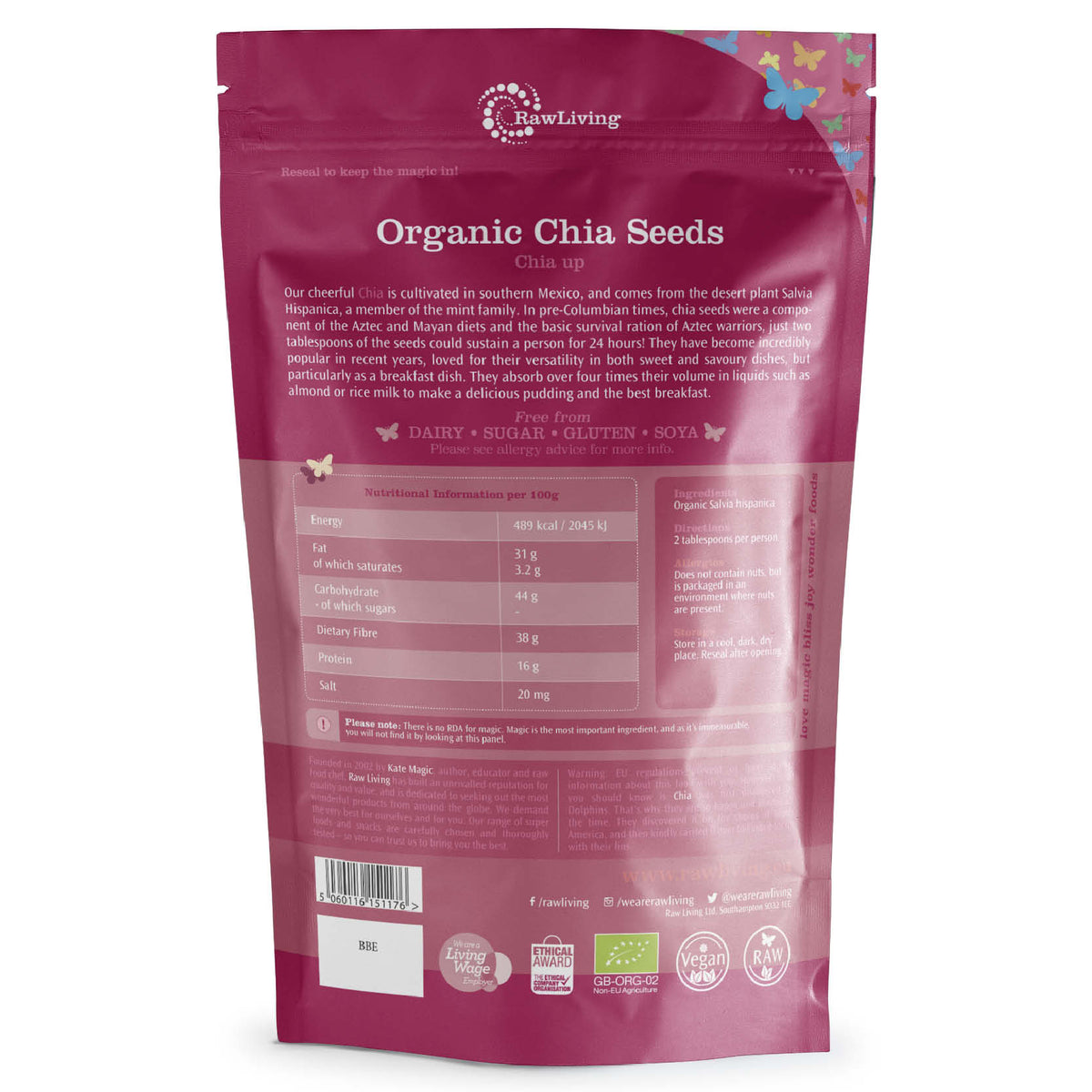 Organic Chia Seeds | Raw Living UK | Raw Foods | Raw Living Organic Chia Seeds: packed with Antioxidants, Chia is one of the most nutritious superfoods! Chia is full of Fibre, Protein, Vitamins &amp; Minerals.