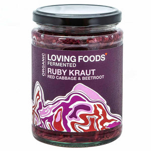 Organic Beetroot Ruby Kraut Sauerkraut | Loving Foods | Raw Living UK | Ferments | Raw Foods | Loving Foods Ruby Sauerkraut: Organic High Quality Unpasteurised Beetroot & Red Cabbage Sauerkraut. Full of probiotics & good bacteria for optimum gut health.