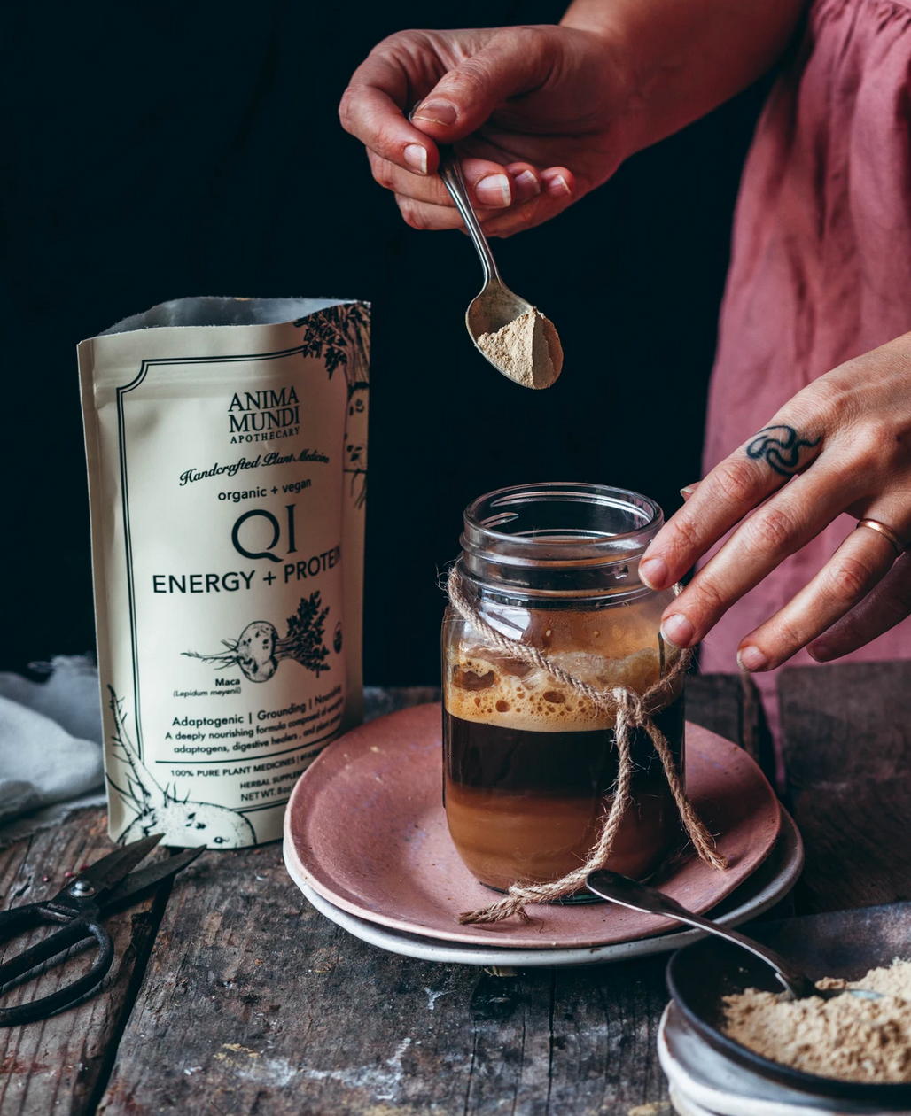 Qi Energy &amp; Protein Superpowder | Anima Mundi Herbals | Raw Living UK | Raw Foods | Anima Mundi&#39;s Organic Vegan Qi Super Powder is designed to boost Qi &amp; thus Revive the Adrenals. It contains powerful herbs like Maca, Astragalus &amp; Ashwagandha.
