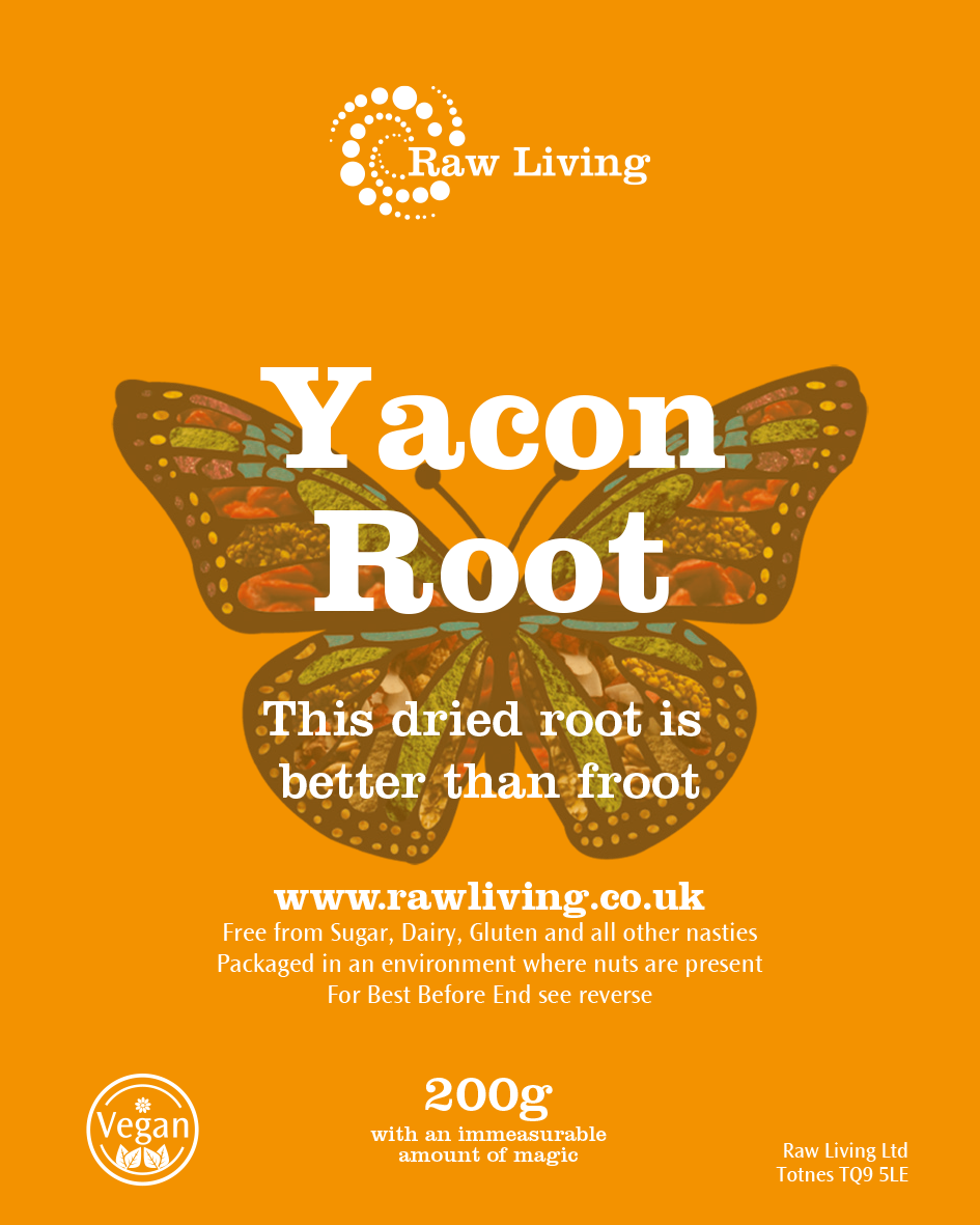 Yacon Root | Raw Living UK | Raw Foods | Natural Sweeteners | Raw Living Yacon is a Peruvian root vegetable containing Fructo-Oligosaccharides sugars. These sugars not absorbed by the body, making Yacon a Low GI Sweetener.