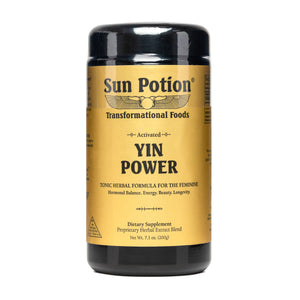Yin Power | Sun Potion | Raw Living UK | Tonic Herbs | Sun Potion Yin Power: this Tonic Herb Powder Blend is designed to nourish Feminine Essence. Includes Reishi, He Shou Wu, Pearl Powder, Shatavari & Pine Pollen.