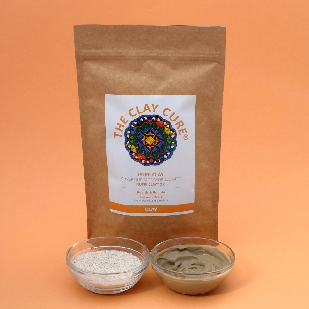 Nutri Clay (500g) | The Clay Cure | Raw Living UK | The Clay Cure Nuti Clay Pure Clay: Superfine Montmorillonite (Calcium Bentonite) Beige Clay 100% Pure Naturally Dried From the hills of Sardinia Registration.