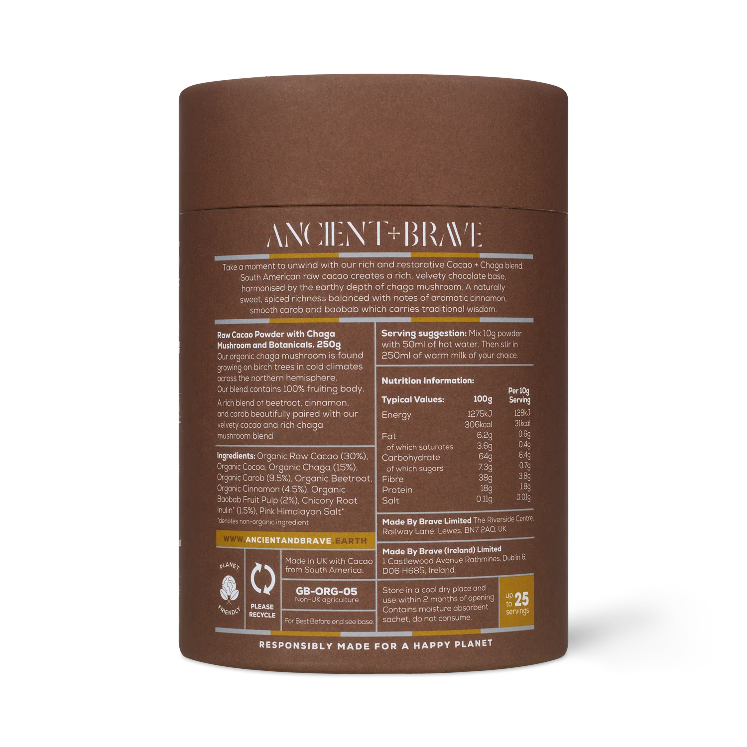 Cacao + Chaga Mushroom Powder