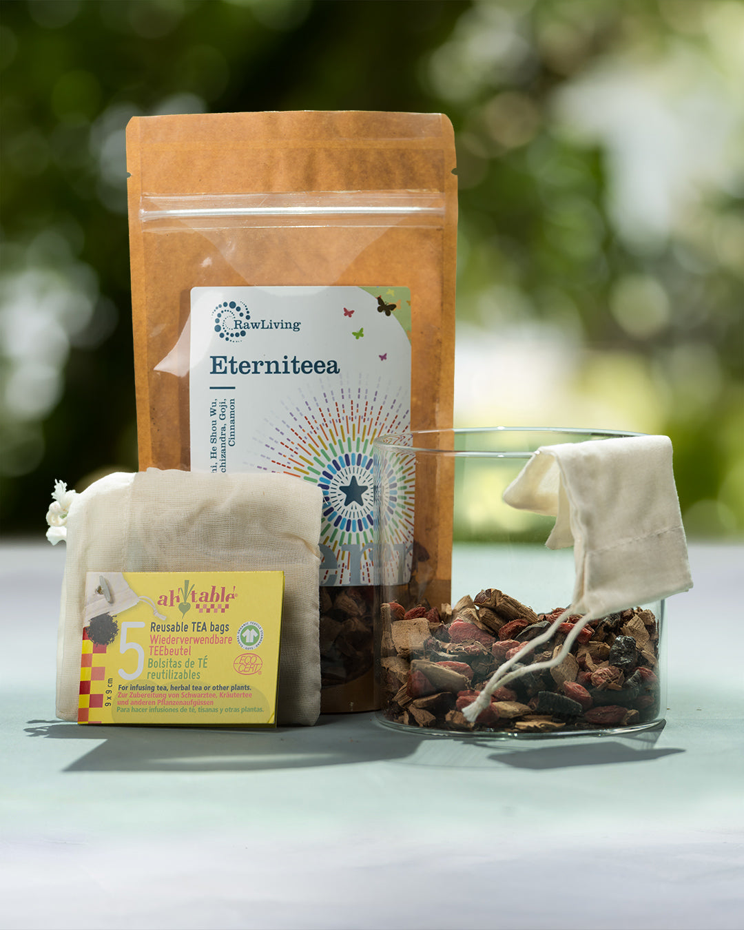 Eterniteea (100g), Glass Storage Jar, 5 Tea Bags