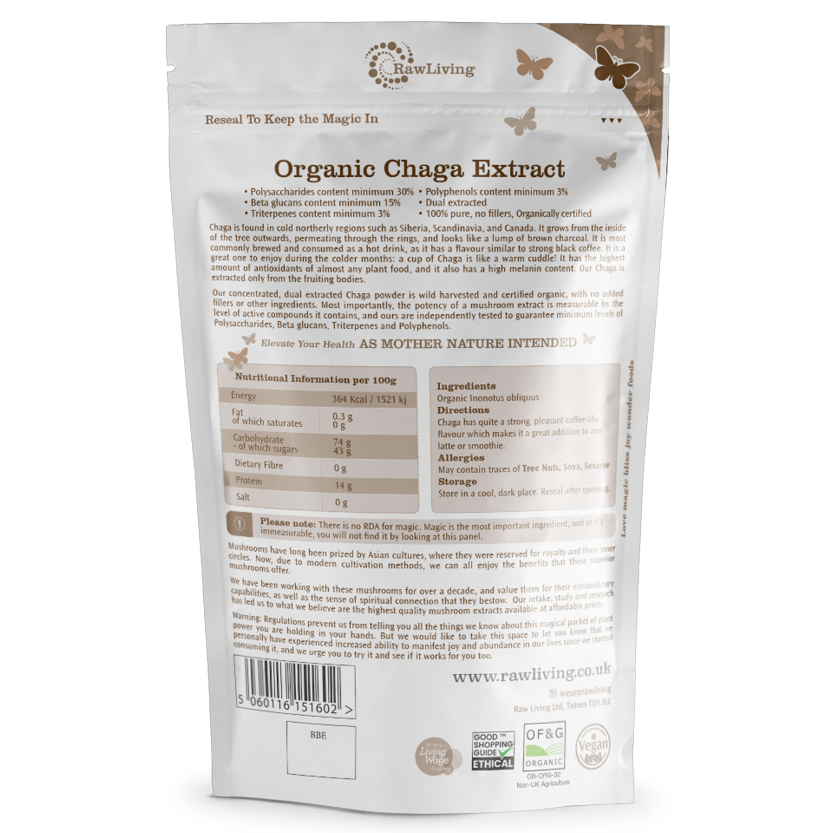 Chaga 10:1 Dual Extract Powder - Organic