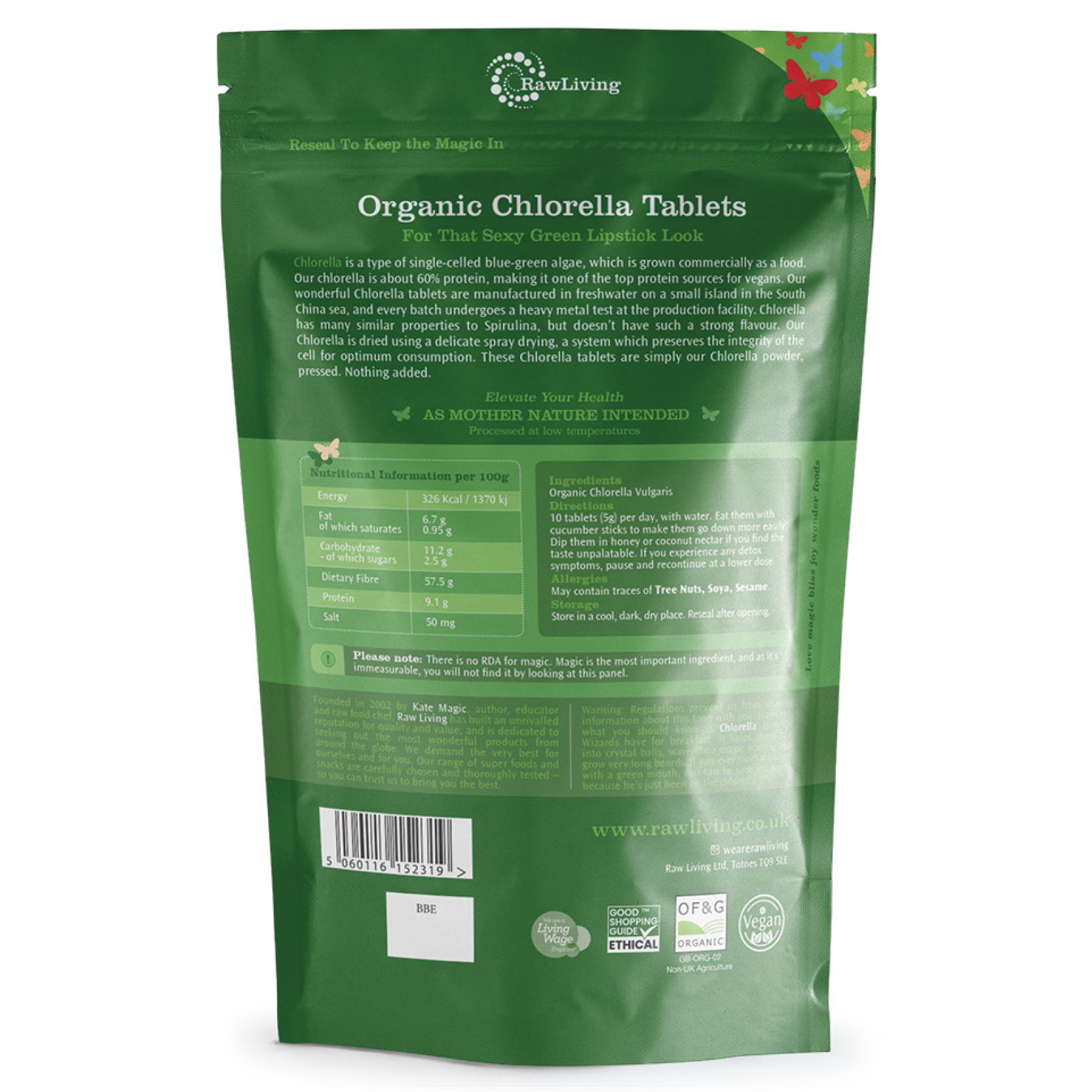 Organic Chlorella Tablets (250g, 5kg) | Raw Living UK | Raw Living Organic Chlorella Tablets (500mg) are pure Chlorella - potent & tested for purity. Said to support immune function & detox from heavy metals.