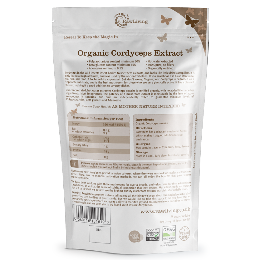 Cordyceps Mushroom 8:1 Extract Powder - Organic