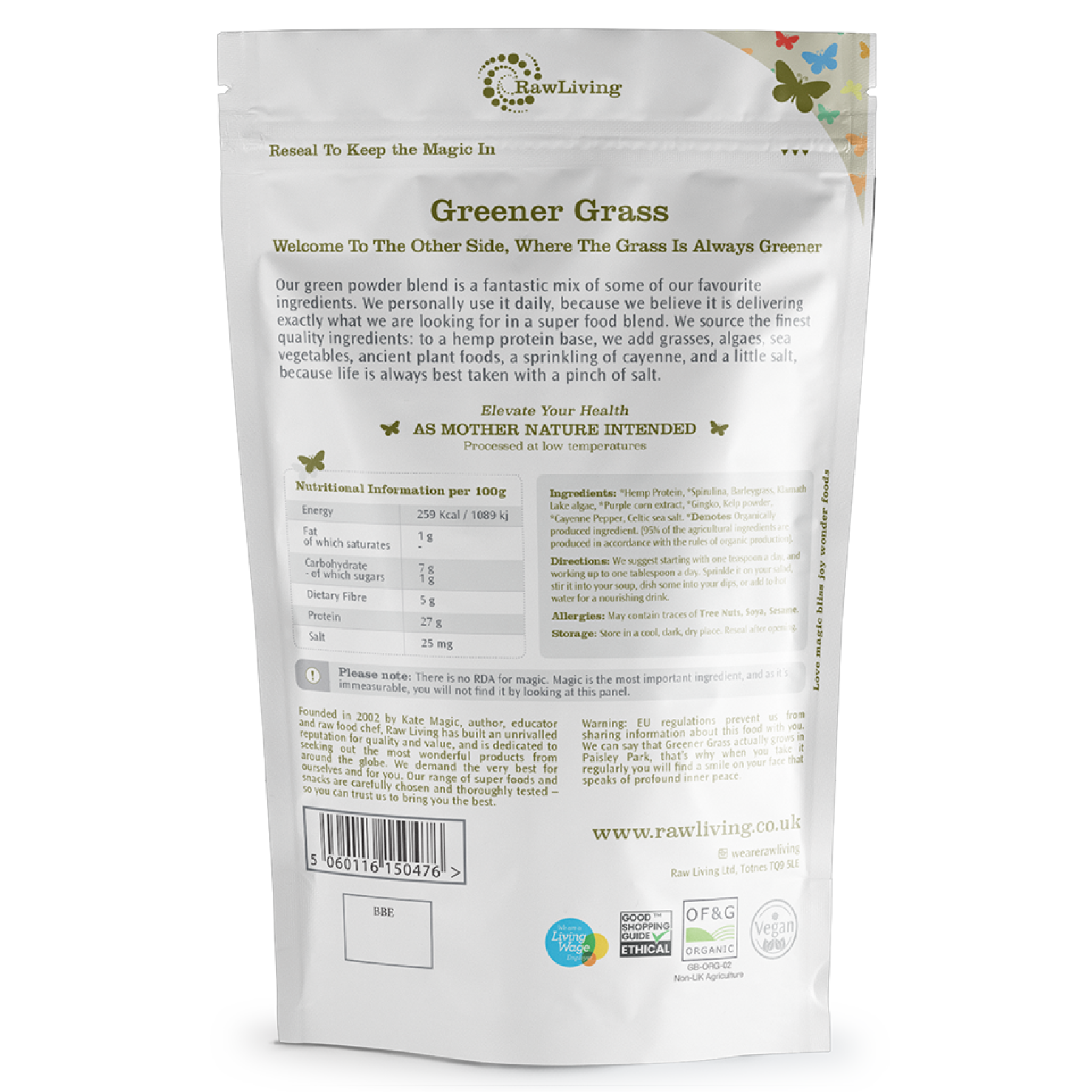 Greener Grass Powder Blend | Raw Living UK | Super Foods | Raw Living Greener Grass Powder Blend: a unique blend of Green Powders &amp; Herbal Extracts, specially mixed to provide you with a balanced nutritional intake.