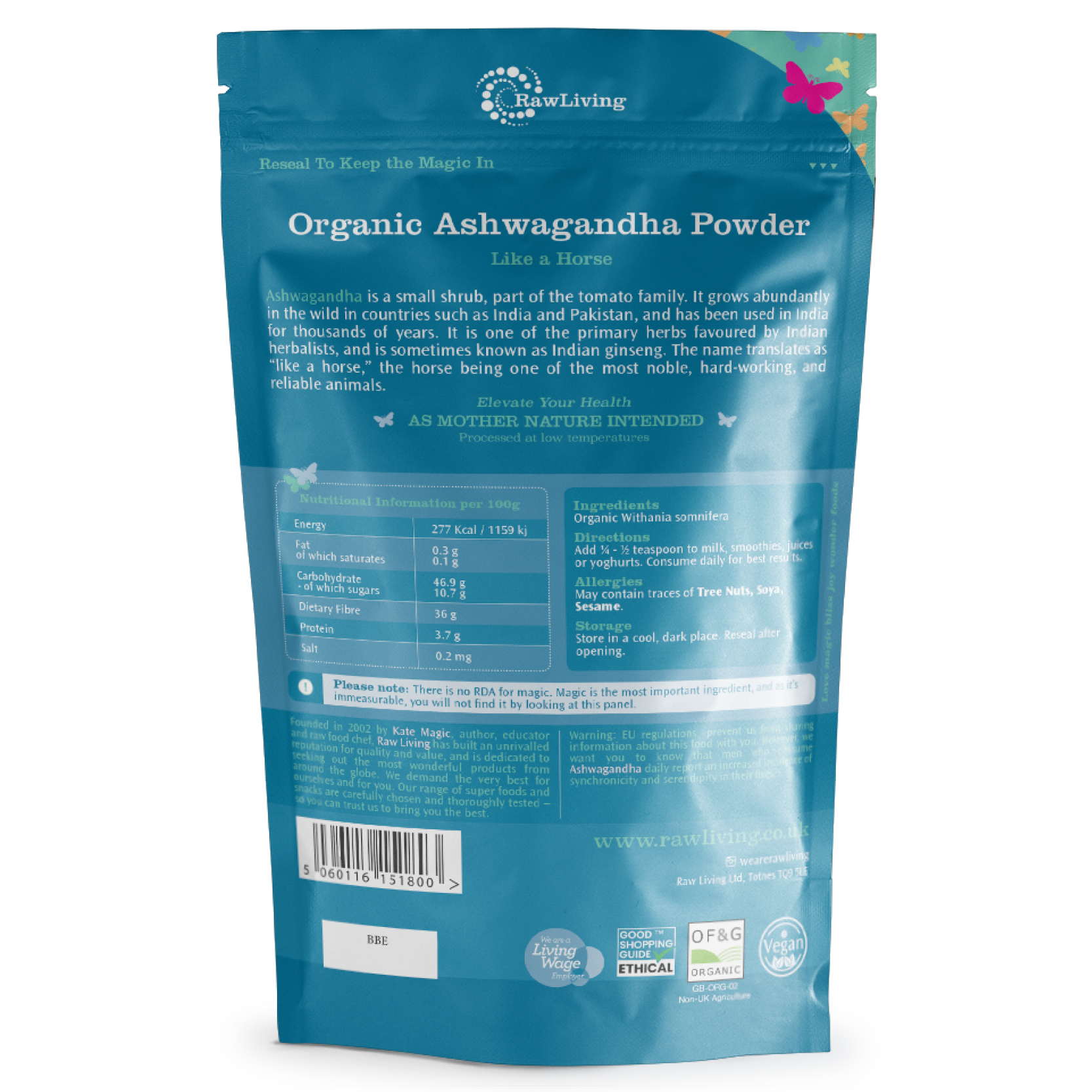 Organic Ashwagandha Powder | Raw Living UK | Tonic Herbs | Adaptogens | Raw Living Organic Ashwagandha: this herb is one of the primary plants used Ayurveda. A powerful adaptogenic, Ashwagandha has a balancing effect.