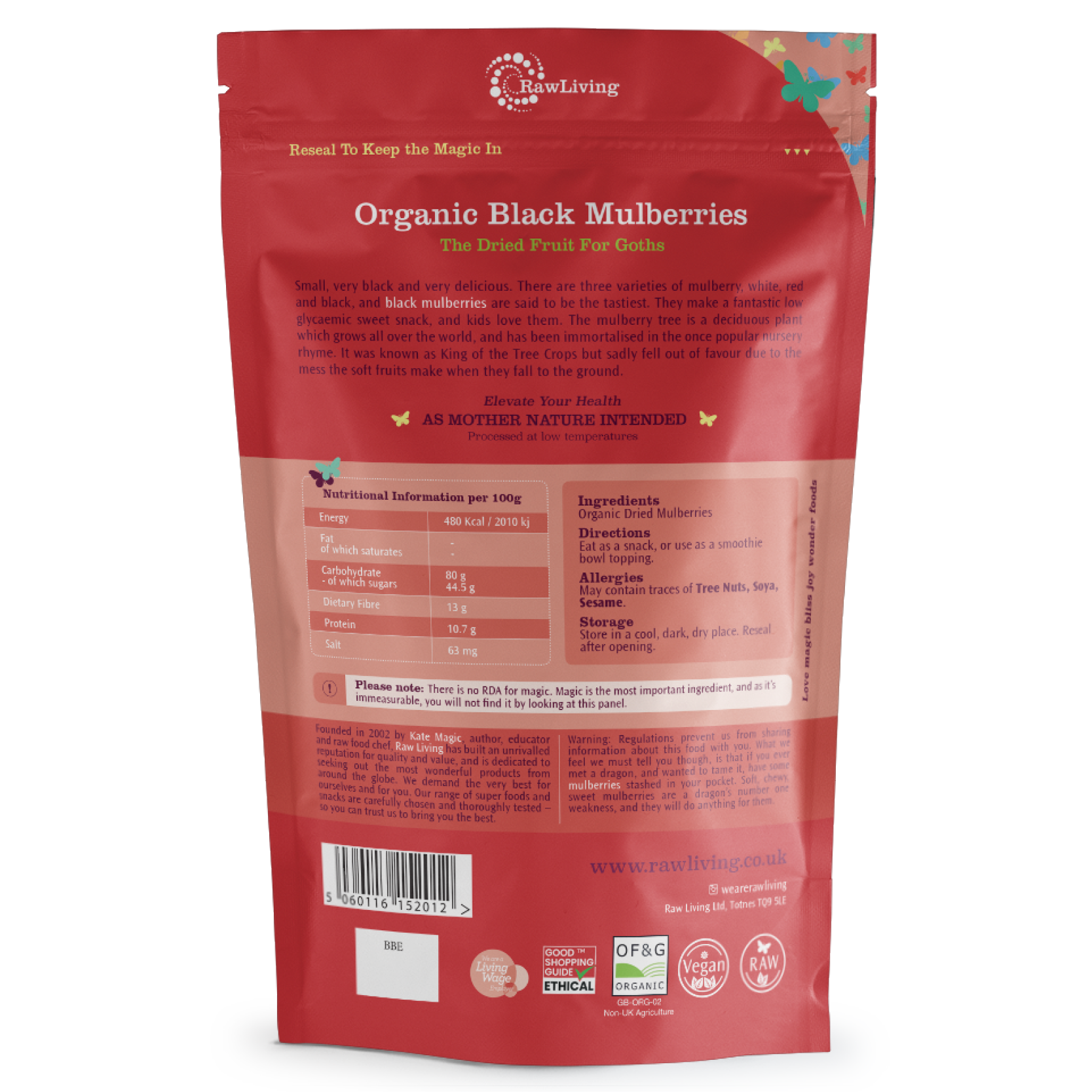 Organic Black Mulberries (250g, 10kg) Raw Living UK