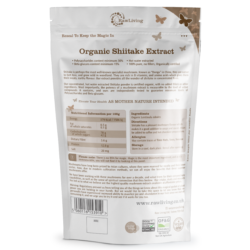 Shiitake Mushroom Extract Powder - Organic (50g, 250g, 1kg)