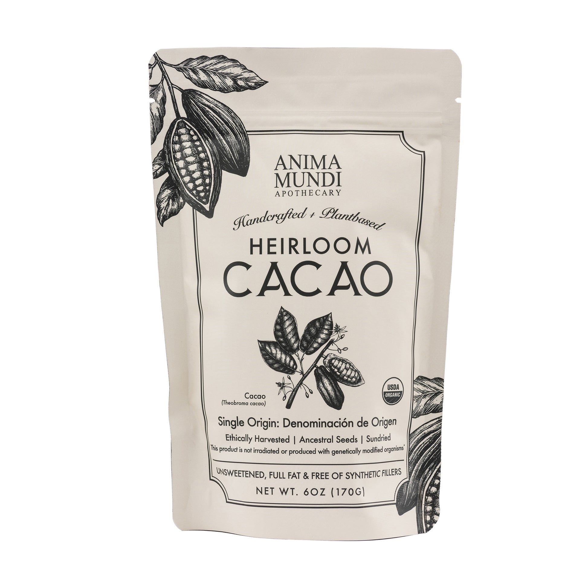 Heirloom Cacao Powder (6oz) | Anima Mundi Herbals | Raw Living UK | Raw Foods | Super Foods | Anima Mundi's Heirloom Cacao Powder is High Quality & Organic. This Cacao comes from Peru & it is packed with Anti-Oxidants, Iron, Magnesium & Bliss Chemicals!