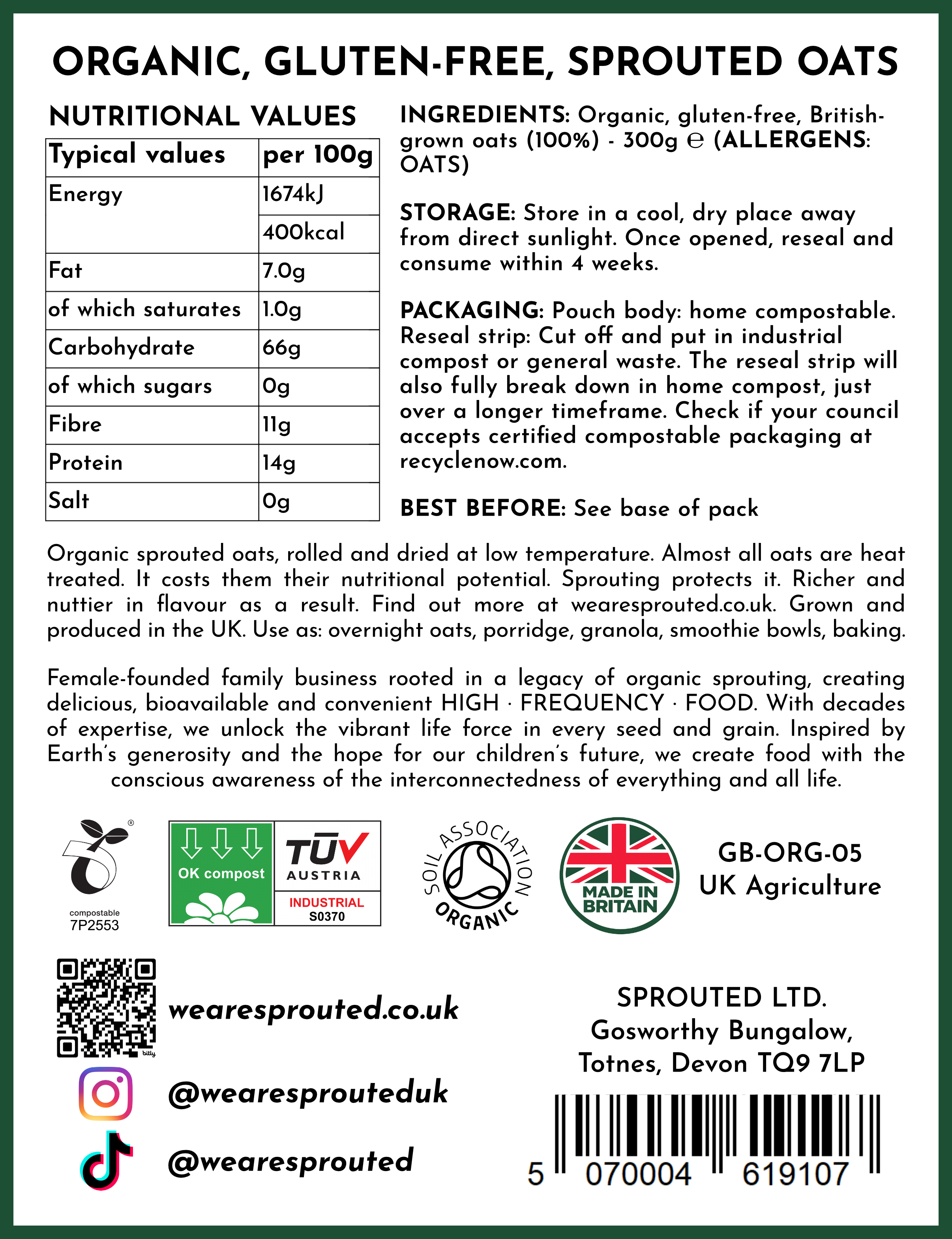 Organic Sprouted Oats
