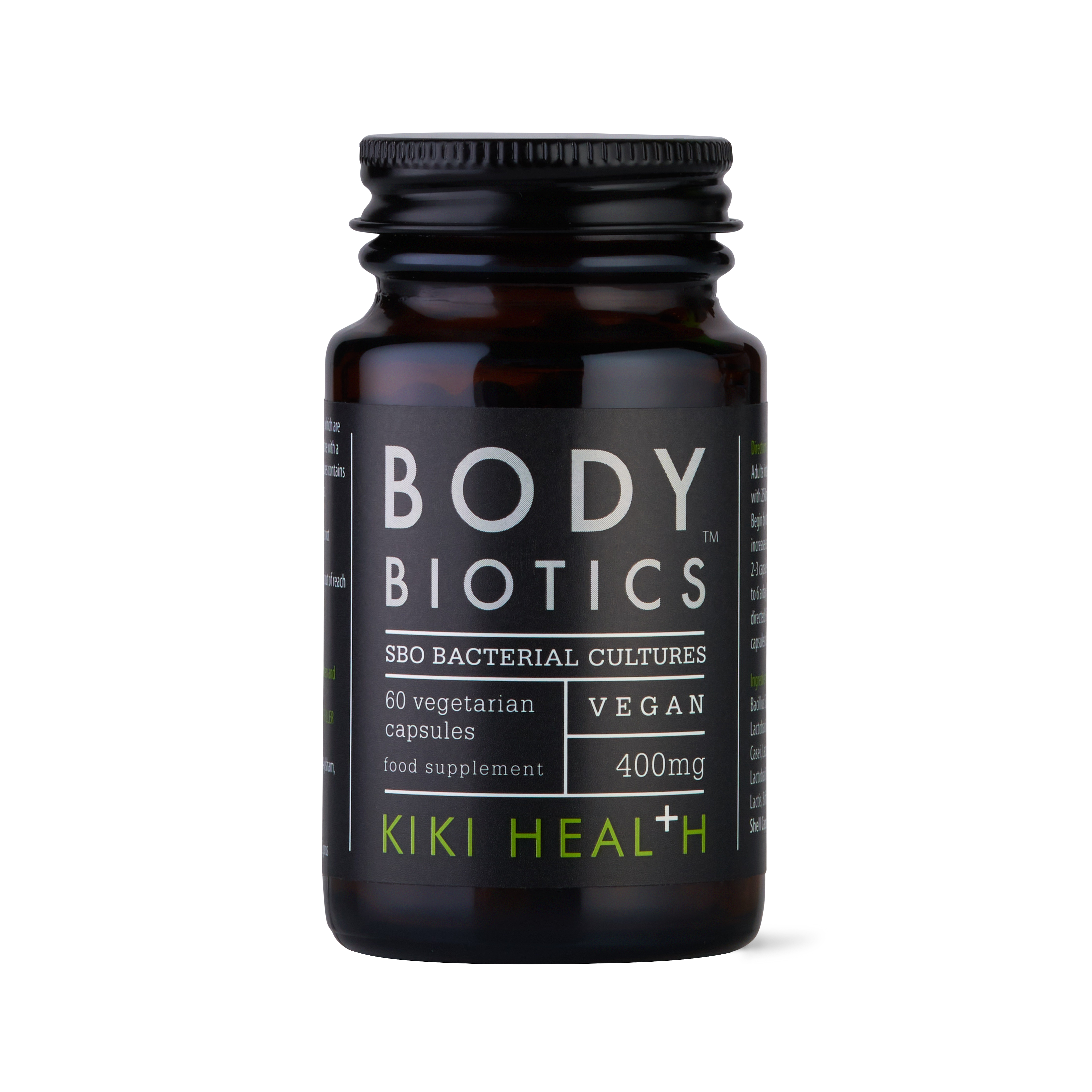 Body Biotics | Kiki Health | Raw Living UK | Supplements | Kiki Health Body Biotics™ (60 x 400mg) probiotics mimic nature for the benefits of true bacterial cultures. Cultured and encapsulated in ancestral prebiotics.