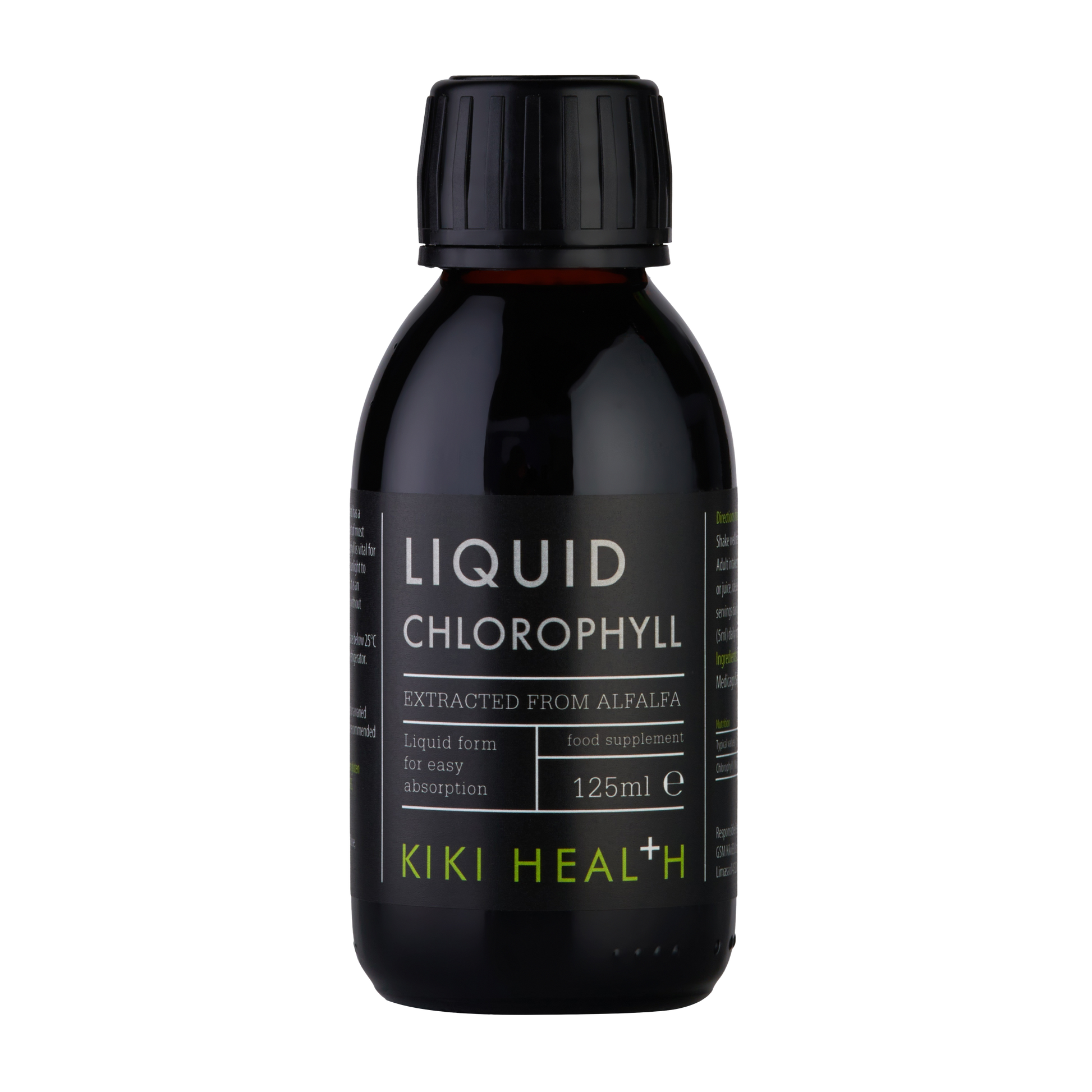 Liquid Chlorophyll | Kiki Health | Raw Living UK | Supplements | Kiki Health Liquid Chlorophyll is the pure extract of the alfalfa plant. It's suitable for vegans & vegetarians, with no preservatives or artificial colouring.