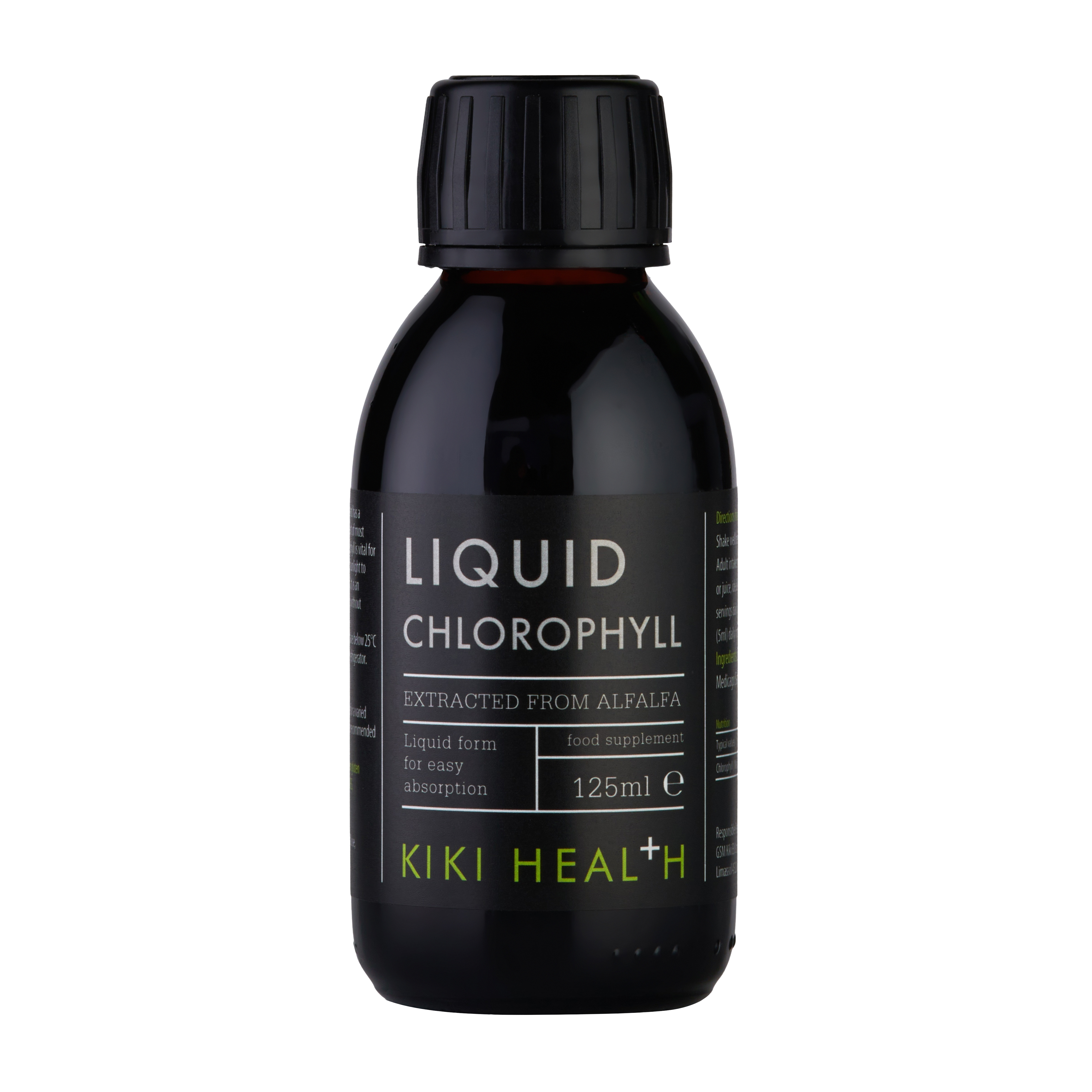 Liquid Chlorophyll | Kiki Health | Raw Living UK | Supplements | Kiki Health Liquid Chlorophyll is the pure extract of the alfalfa plant. It's suitable for vegans & vegetarians, with no preservatives or artificial colouring.