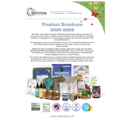 Product brochure for RawLiving with images of products and branding logos on a white background.